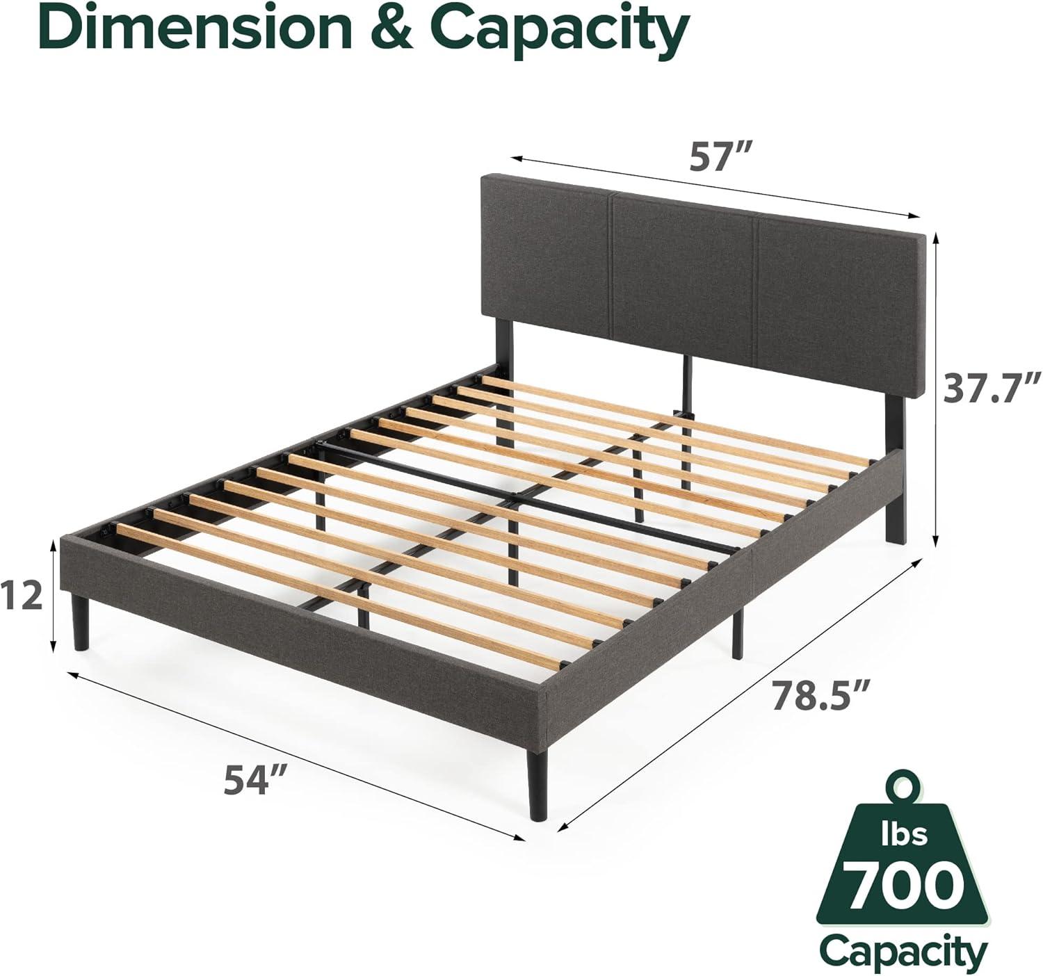 Cambril 38 inch Upholstered Platform Bed Frame with Sustainable Bamboo Slats