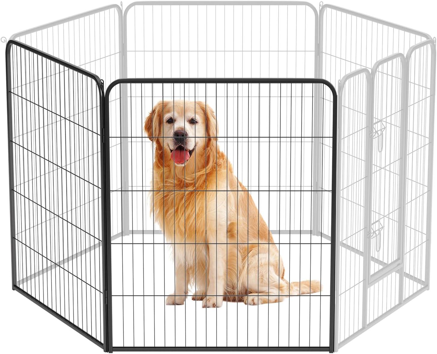 Black Metal 40-Inch Round Dog Playpen with Door