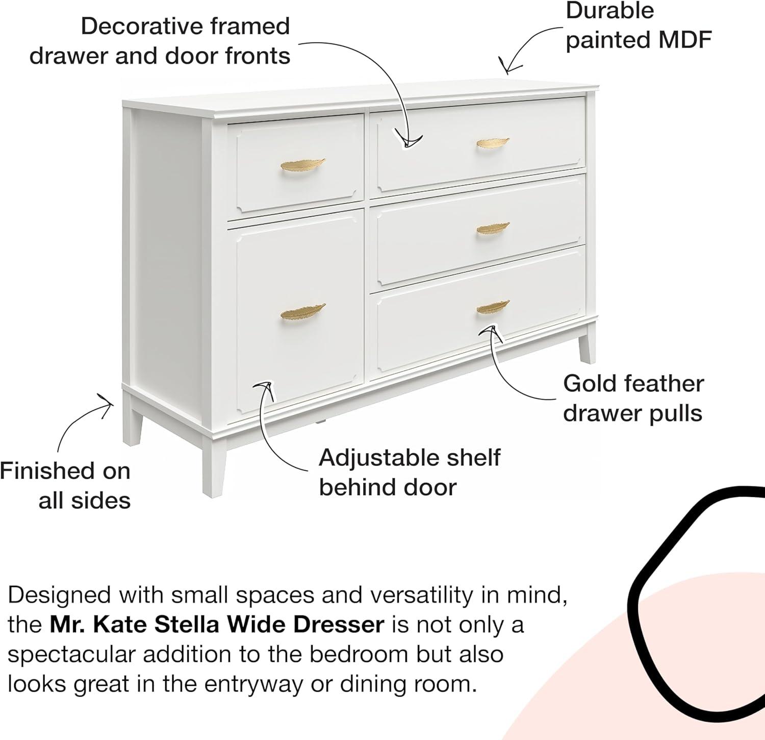 Graphite Gray Glam Wide Dresser with Gold Feather Pulls