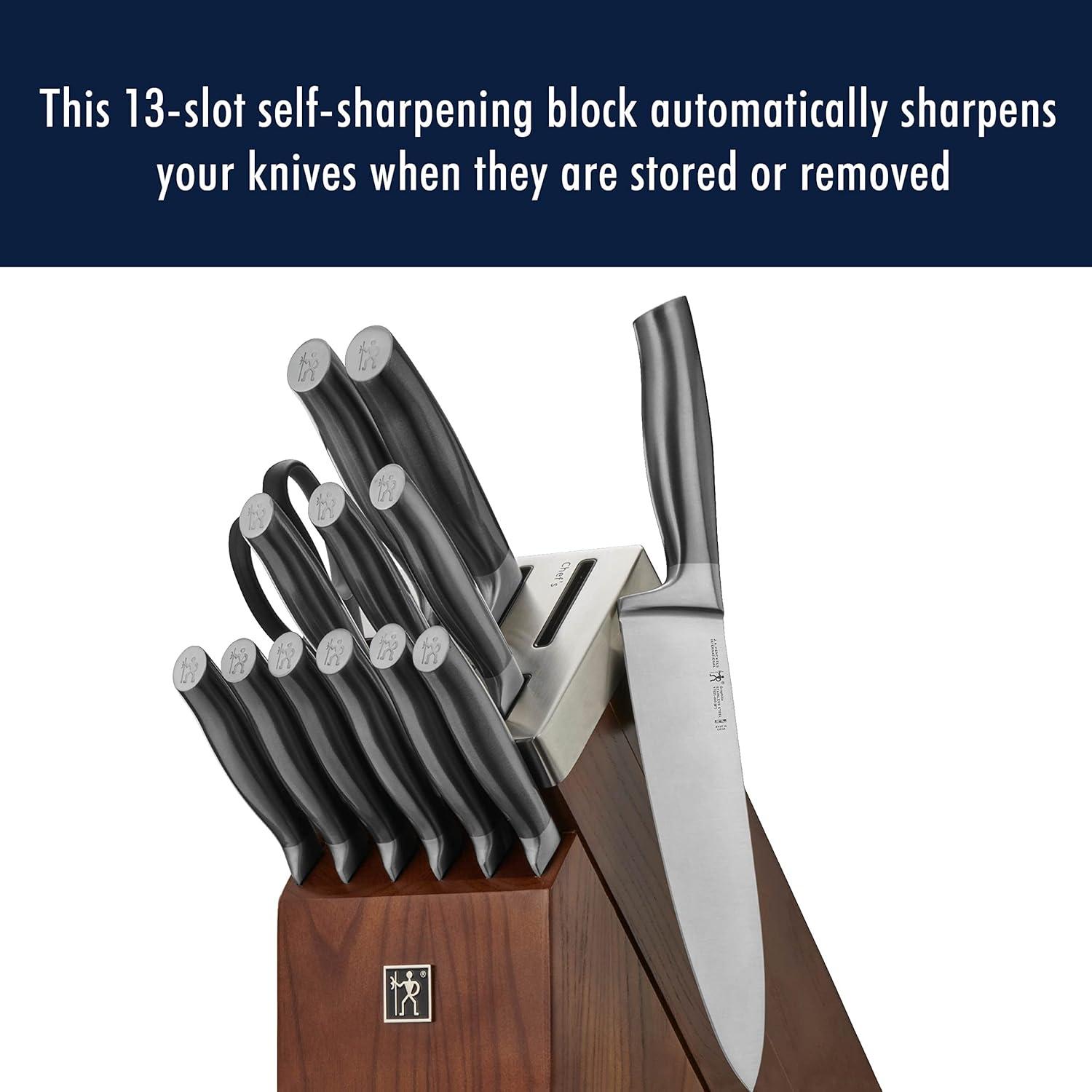 Graphite 14-Piece Dark Wood Self-Sharpening Knife Block Set