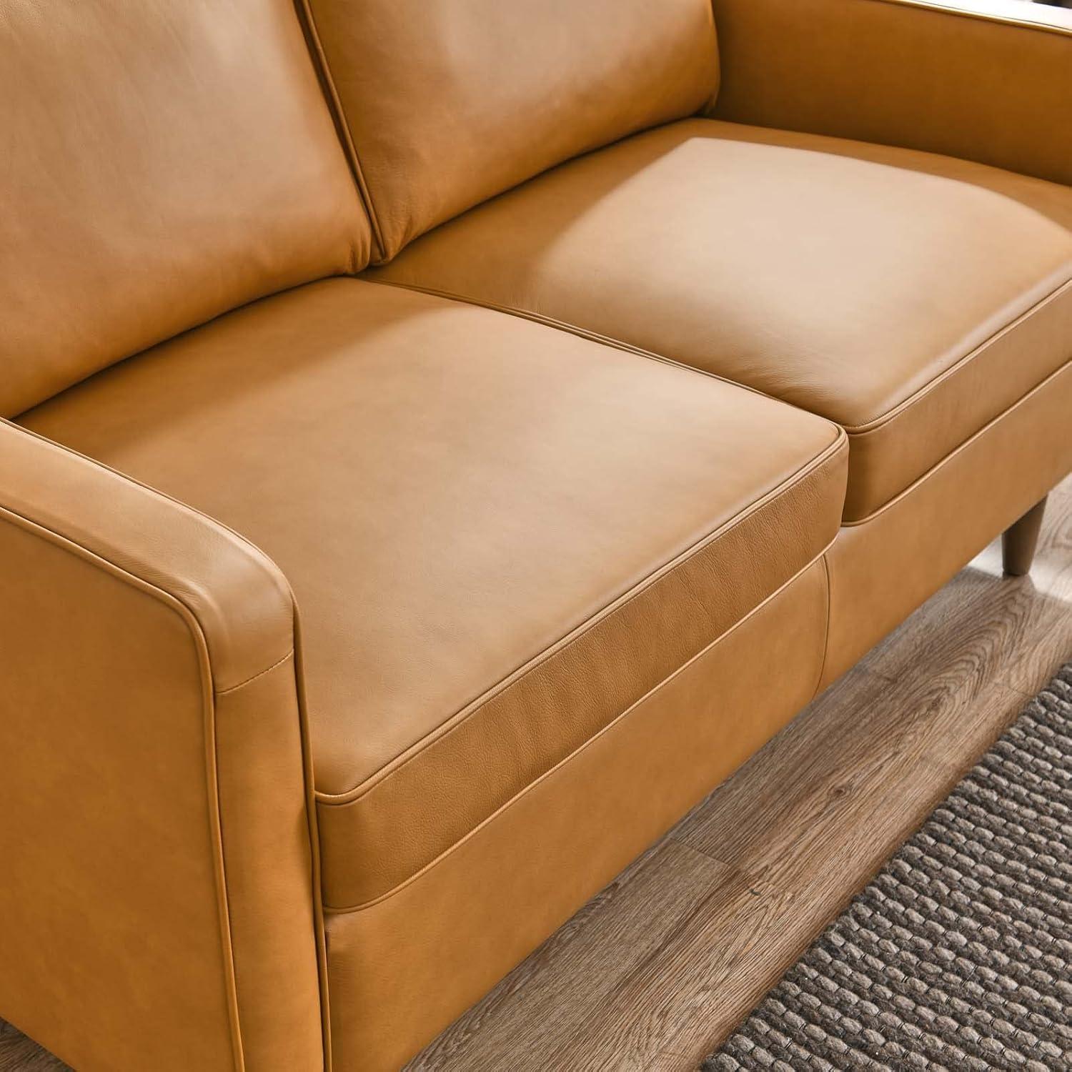 Modway Impart Genuine Leather Loveseat in Tan