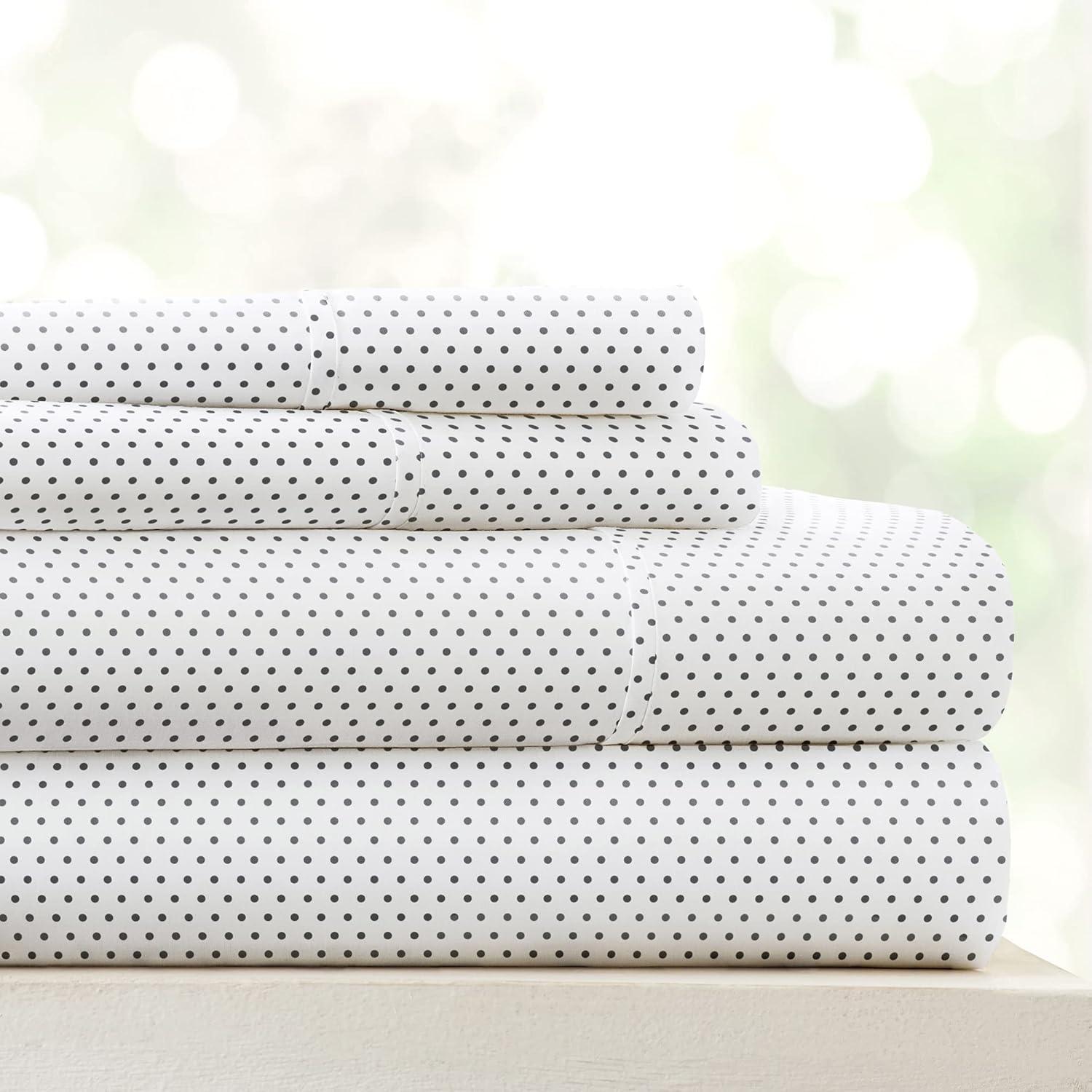 Gray Polka Dot Queen Microfiber Deep Pocket Sheet Set