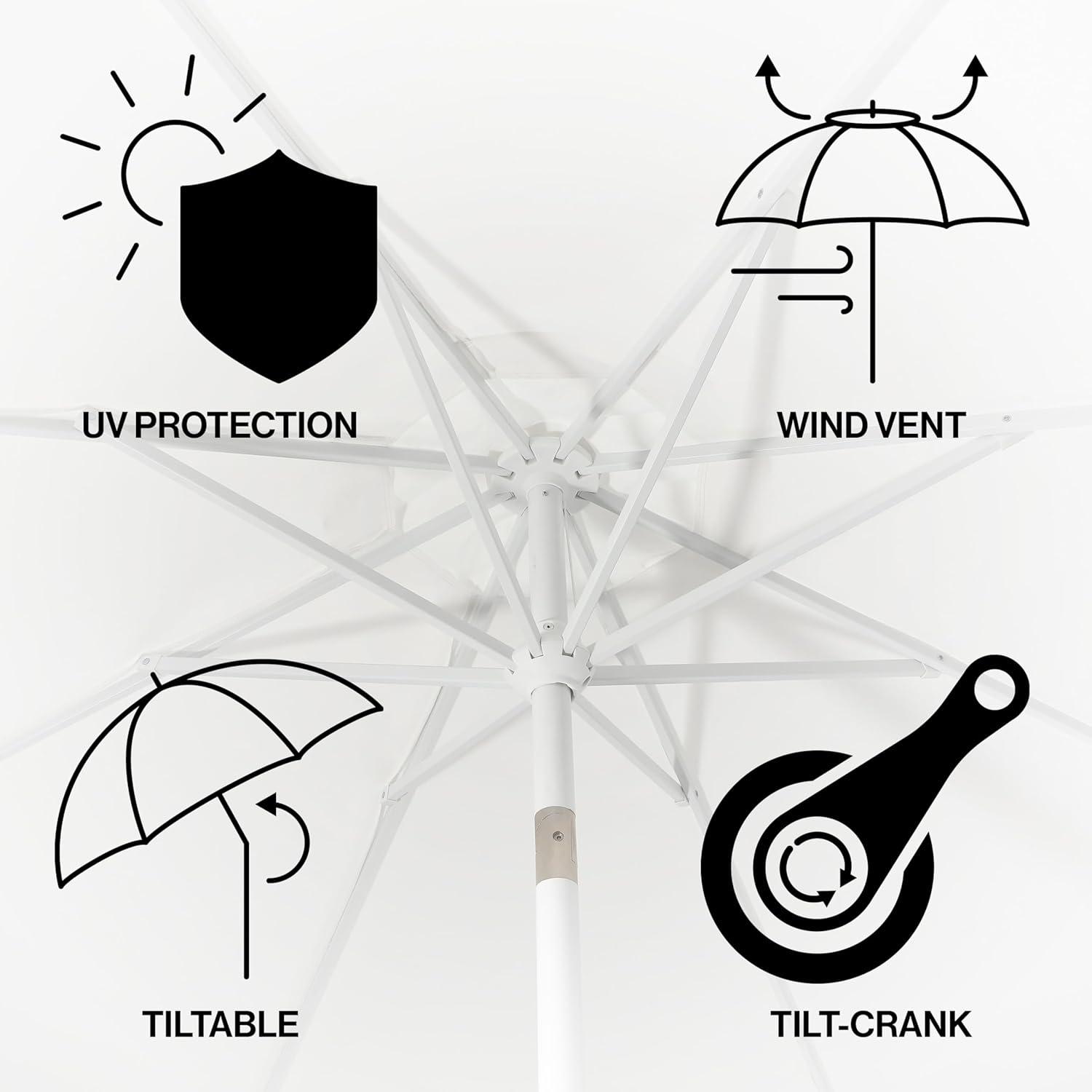 Arlmont & Co. Taveon 9 ft. Classic MidCentury Market Patio Umbrella with UV Protection, Auto-Tilt, and Crank