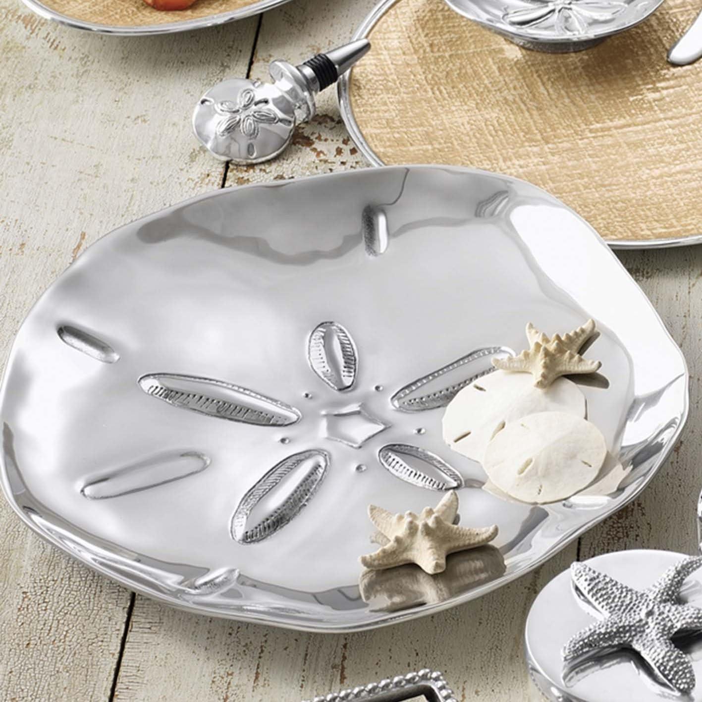 Large Silver Sand Dollar Aluminum Platter