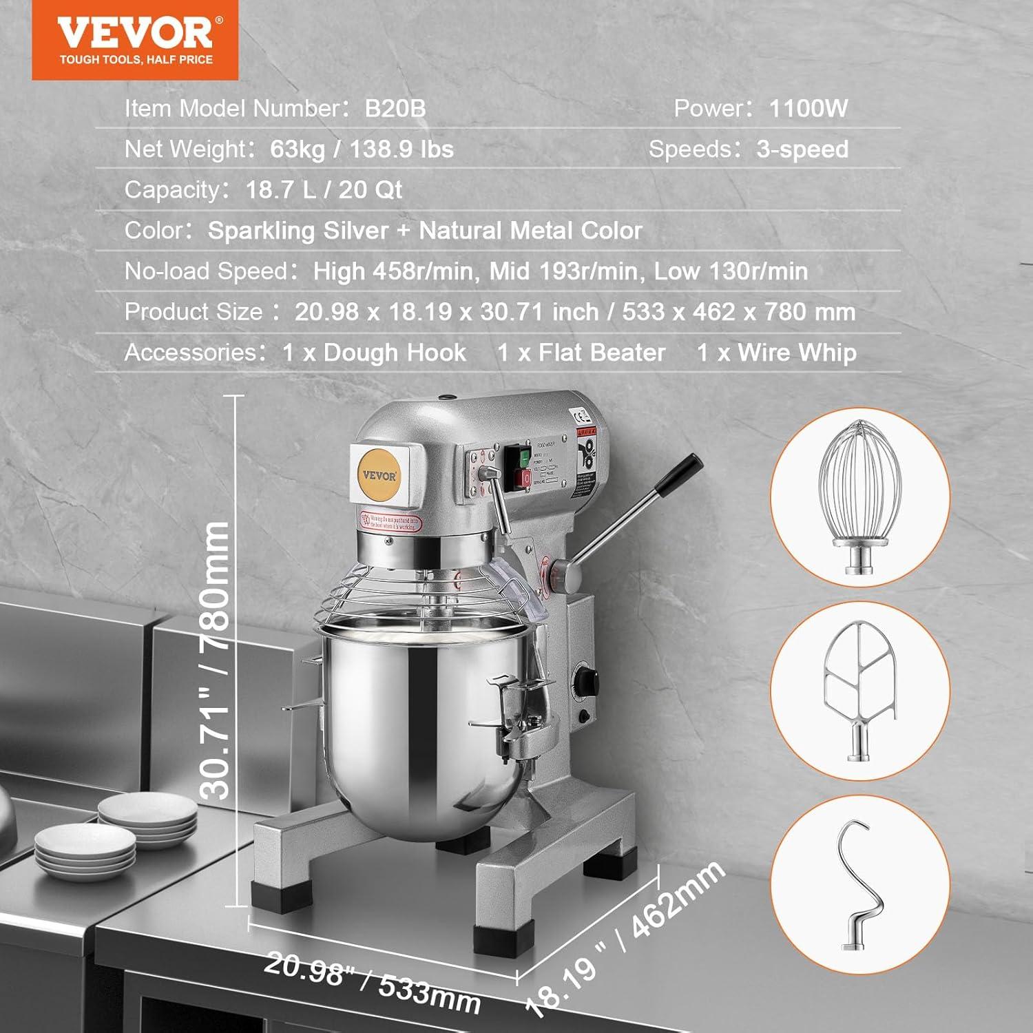 VEVOR 20 Quarts Stand Mixer Beater Mixer Accessory