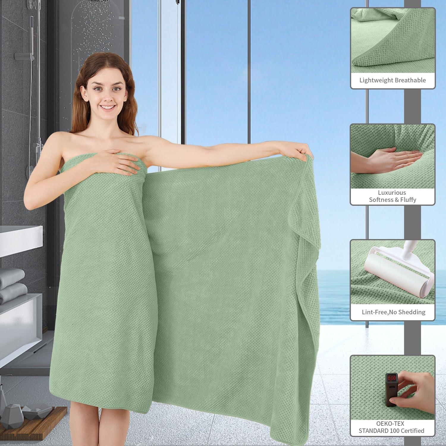 Bathroom Towel Set Green 4 Pack-35x70 Towel,600GSM Ultra Soft Microfibers Bath Towel Set Extra Large Plush Bath Sheet Towel,Highly Absorbent Quick Dry Oversized Towels Spa Hotel Luxury Shower Towels