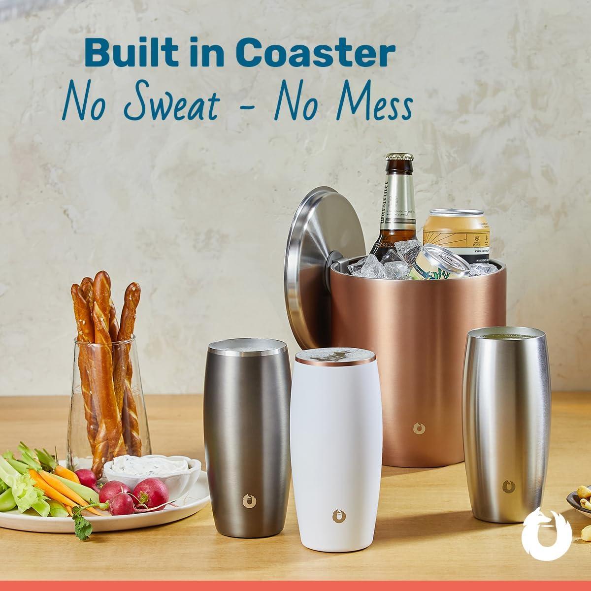 SNOWFOX Premium Vacuum Insulated Stainless Steel Beer Glass, Home Bar Accessories, Elegant Bartending, Lightweight Pint Glasses, Sleek Drinkware, Frosty Beverages Stay Cold, 18oz, Set of 2, Mermaid