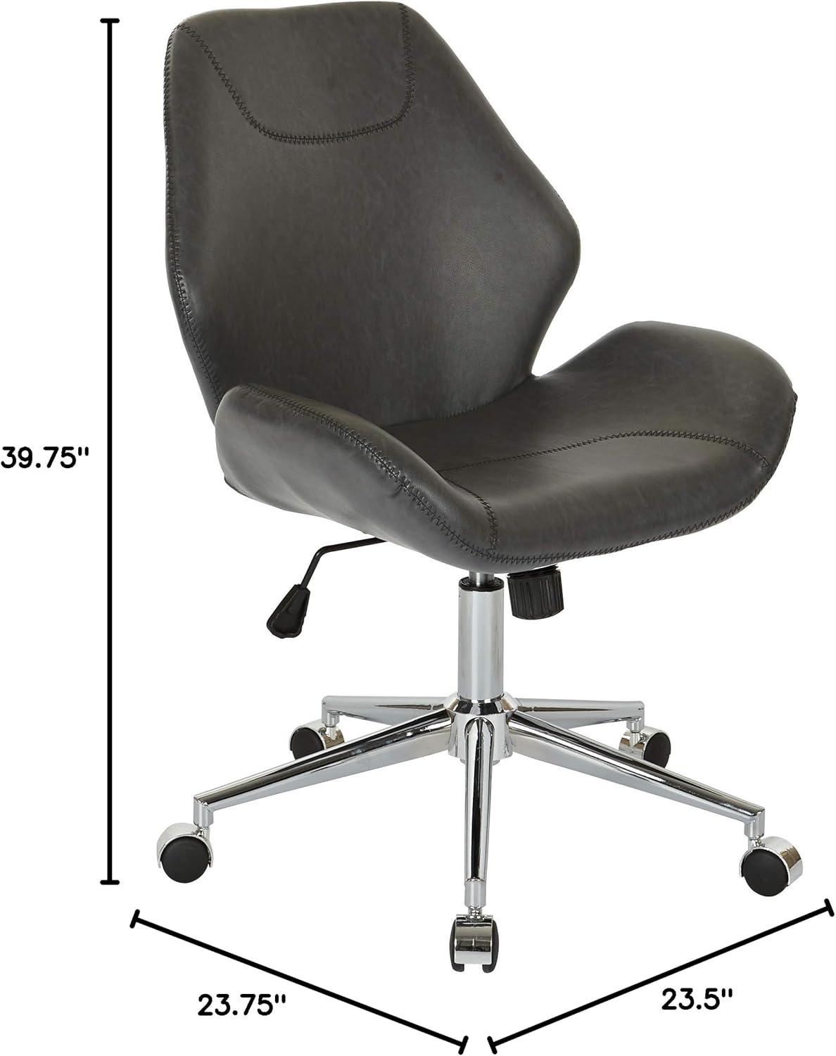 OSP Home Furnishings Chatsworth Office Chair in Black Faux Leather with Chrome Base