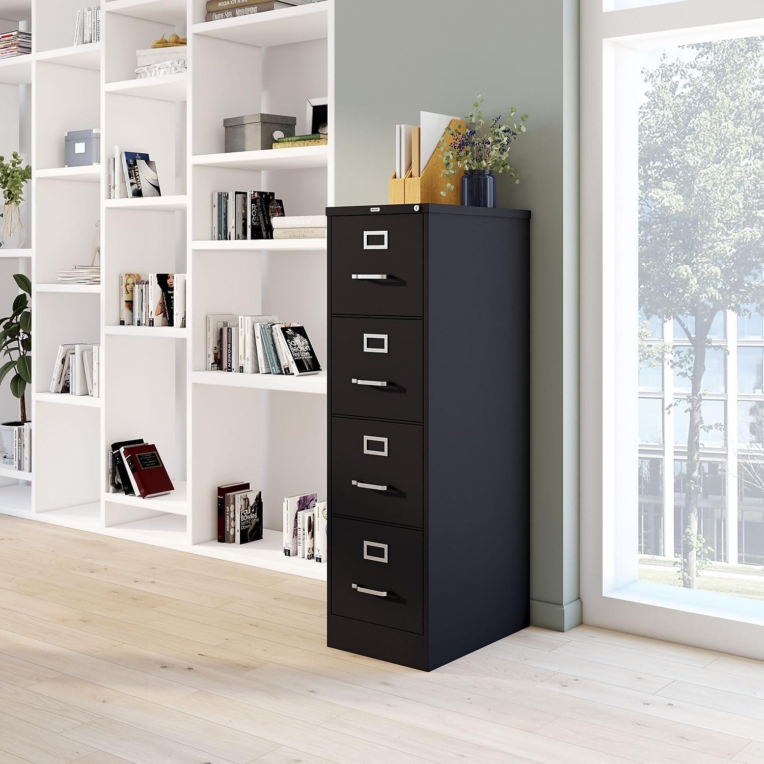 Staples Commercial 4-Drawer Vertical File Cabinet Locking Letter Black 22"D (22337D)