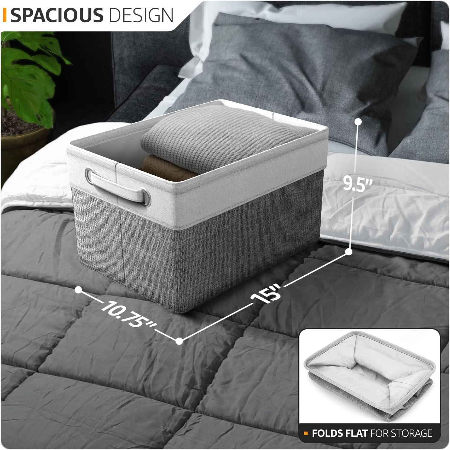 Sorbus Sorbus Fabric Storage Bins for Shelves Set of 6 - 15 Inch Sturdy Collapsible Storage Bins with 2 Handles, Foldable Baskets for Organizing Home, Closets, Shelf, Toys, Clothes, Large Decorative Storage Baskets