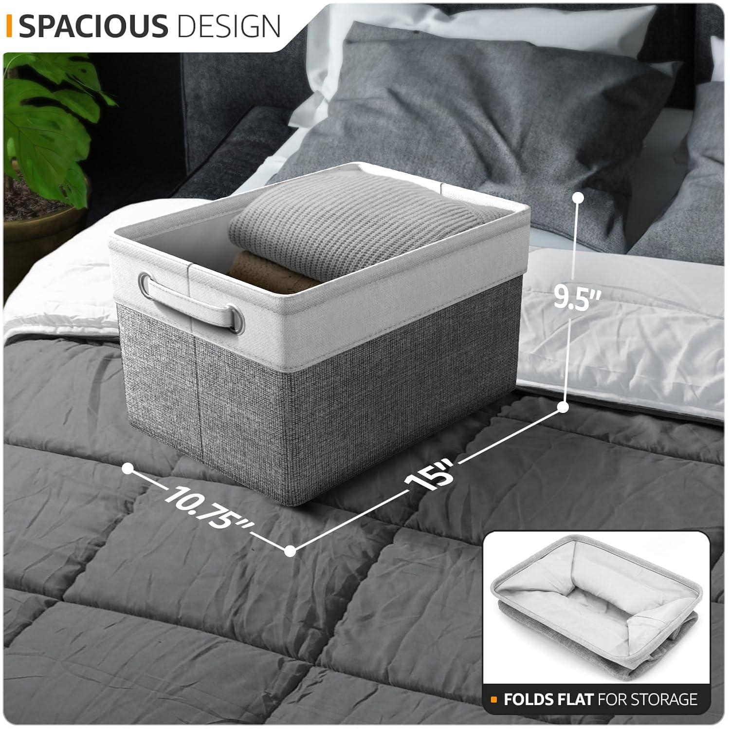 Sorbus Fabric Storage Bins for Shelves Set of 6 - 15 Inch Sturdy Collapsible Storage Bins with 2 Handles, Foldable Baskets for Organizing Home, Closets, Shelf, Toys, Clothes, Large Decorative Storage Baskets | Wayfair