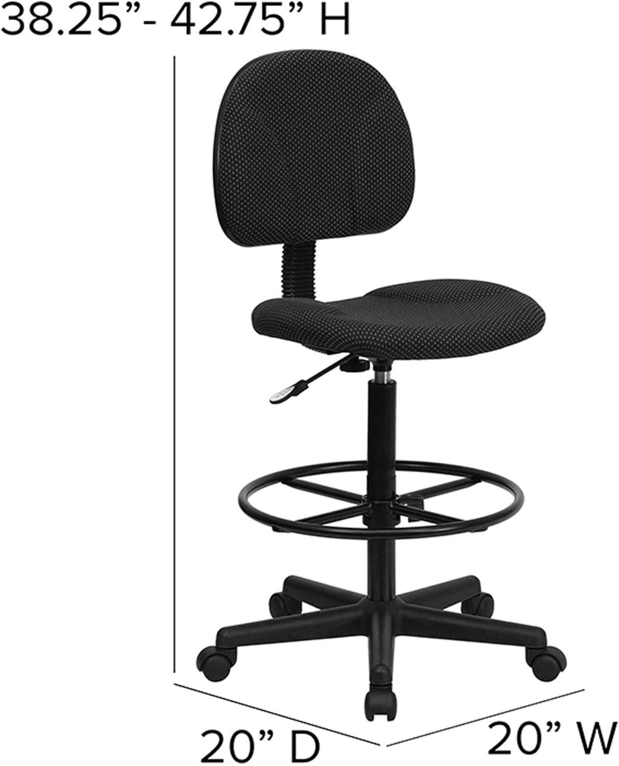 Black Adjustable Swivel Drafting Chair with Foot Ring