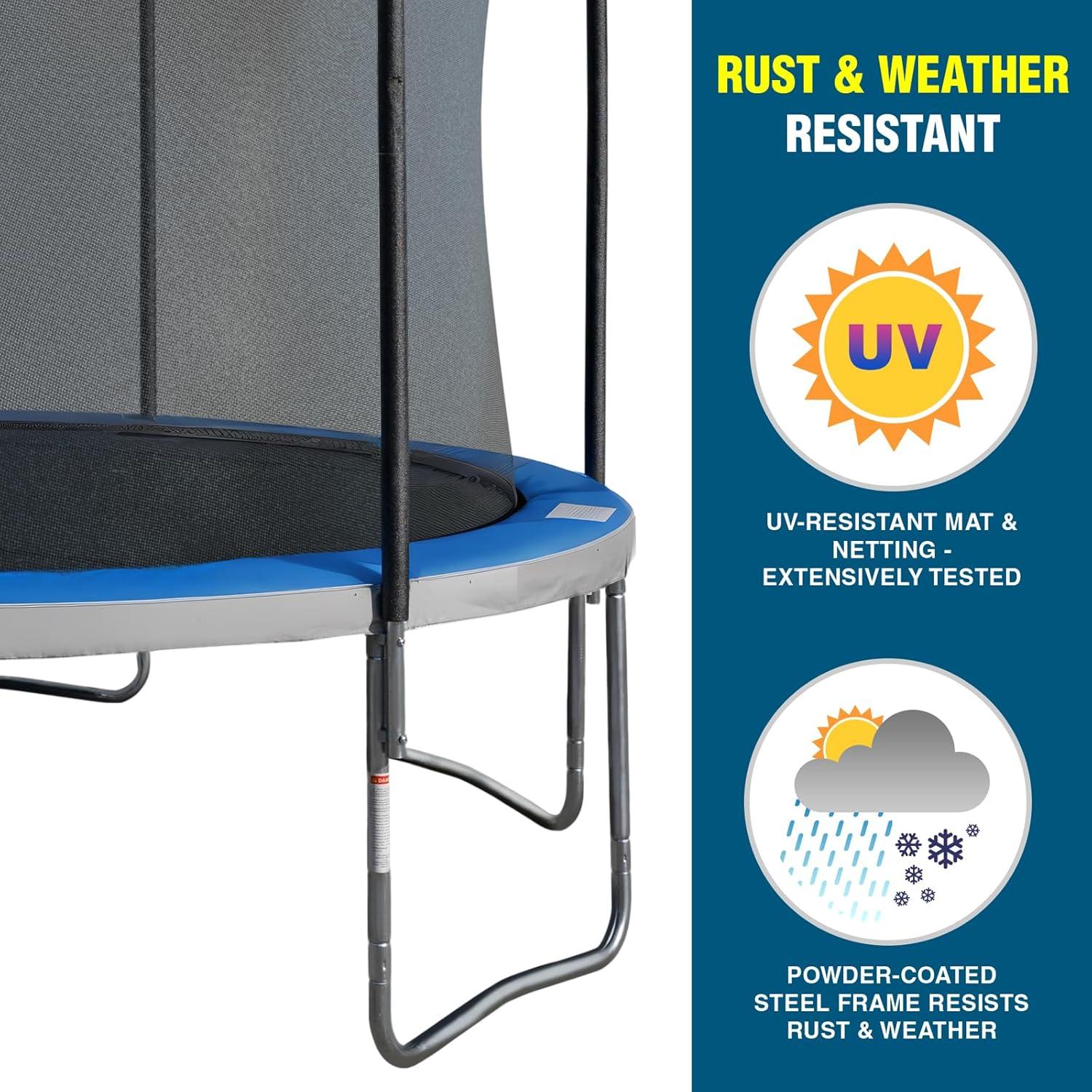 Sportspower TruJump 14' Round Trampoline with Safety Enclosure & with Lifetime Warranty on Jump Mat