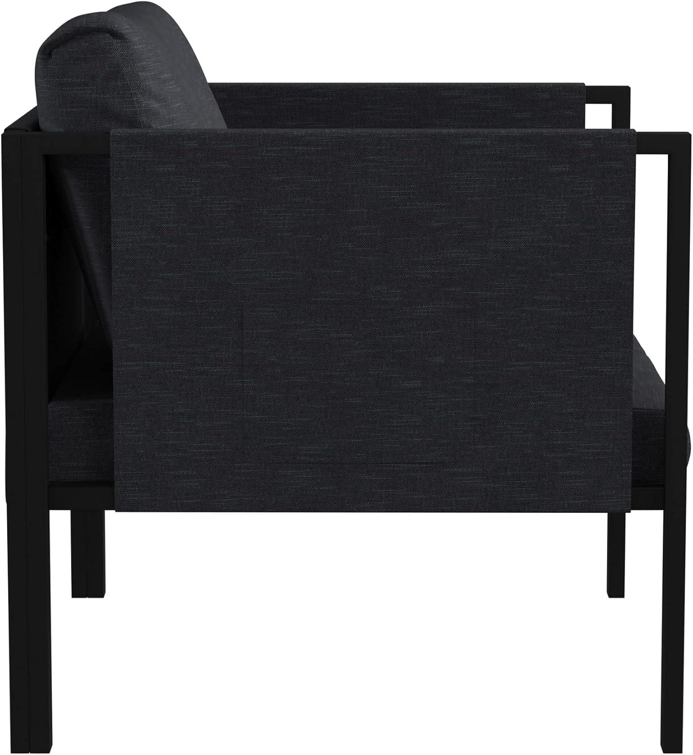 Flash Furniture Lea Indoor/Outdoor Patio Chair with Cushions - Modern Steel Framed Chair with Storage Pockets