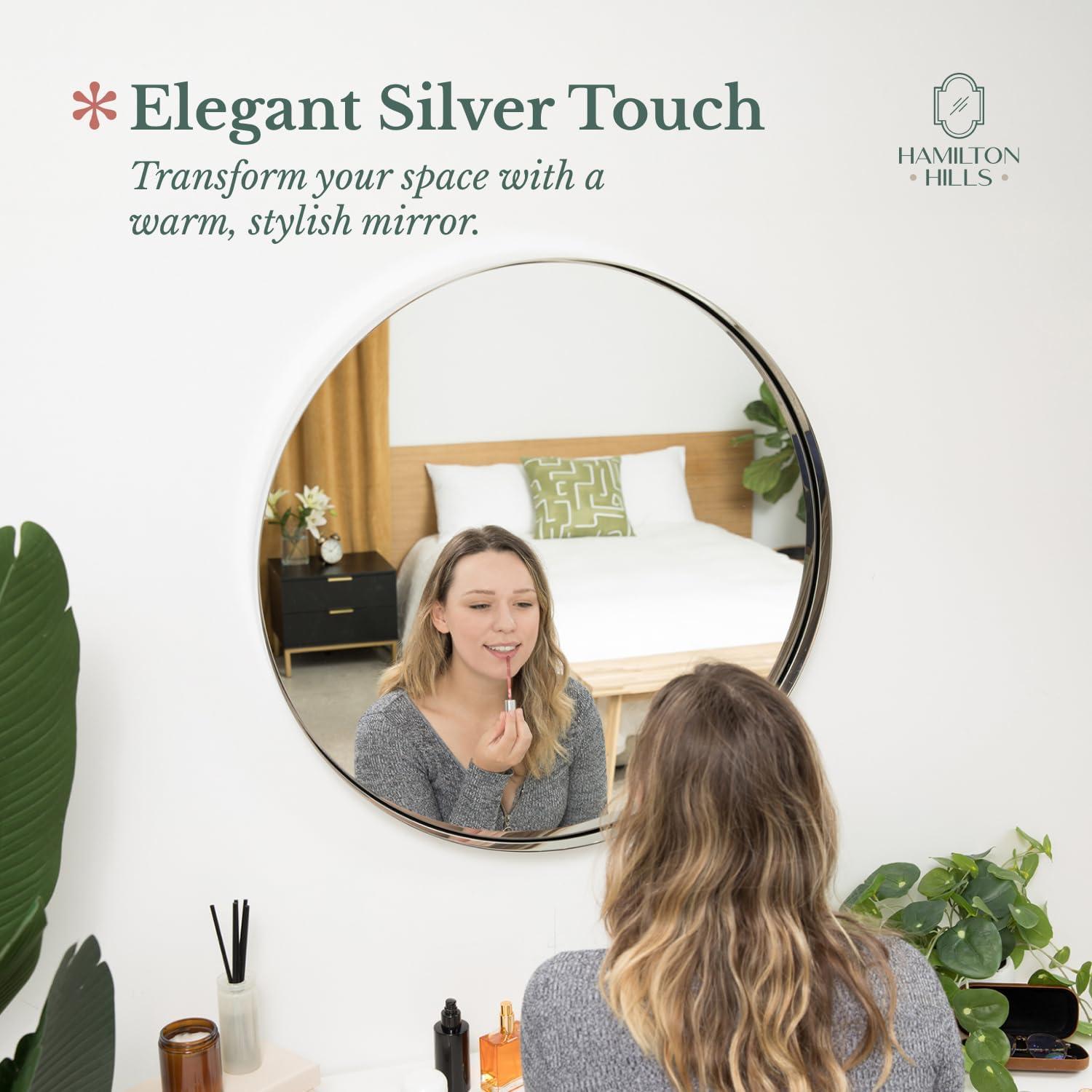 Hamilton Hills 24" Bronze Circle Deep Set Metal Round Frame Mirror Contemporary