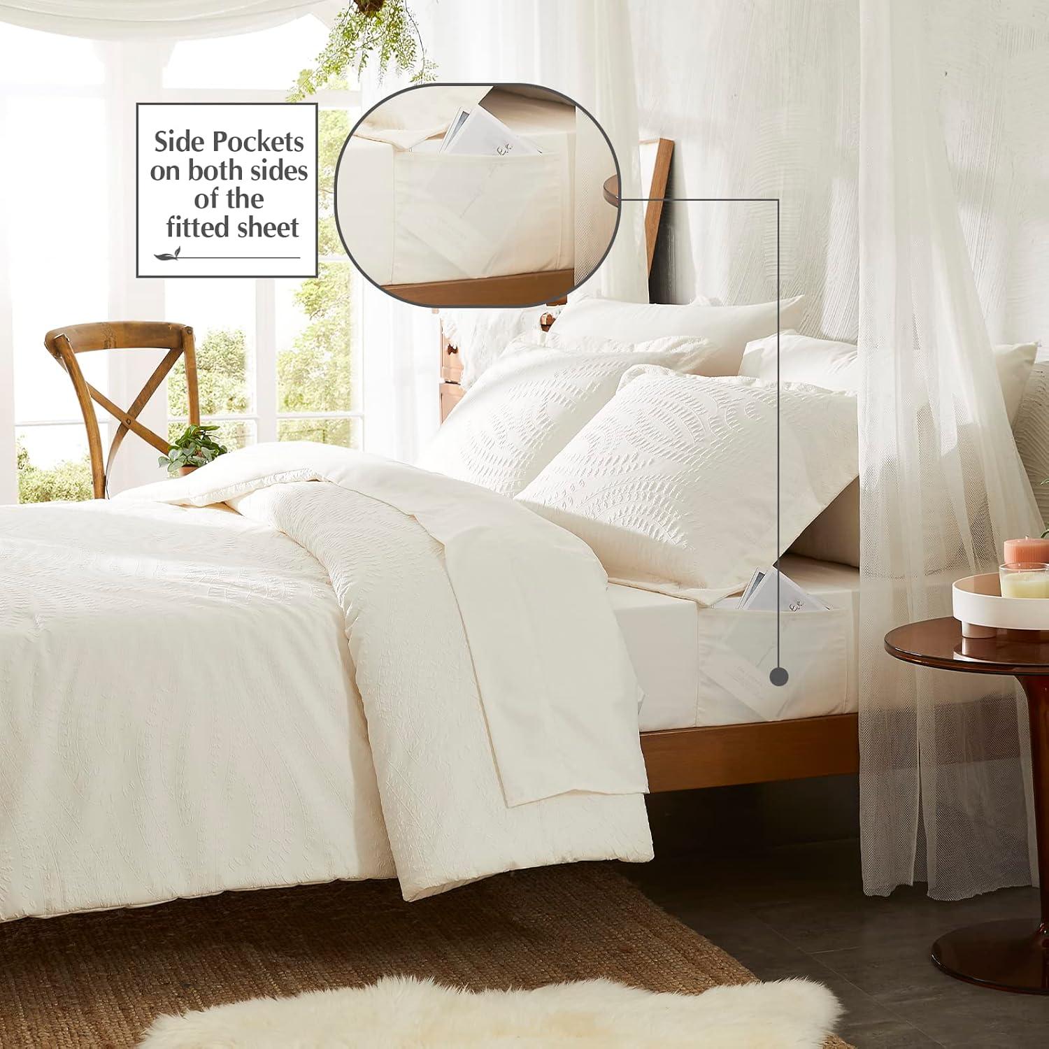 Geniospin Twin Comforter Set - 5 Pieces Burnt Orange Bedding Set, Botanical Textured Fall Comforter Set, All Season Lightweight Bed in a Bag with Comforter, Sheets, Pillowcases & Shams