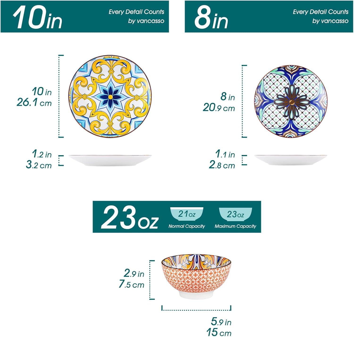 Bloomsbury Market Plates And Bowls Sets For 4,  Porcelain Dinnerware Sets Dishware Sets Chip Resistant Ceramic Dish Set Dining Dinner Ware Service, Series Jasmin,(12 Pieces/Mixcolor)