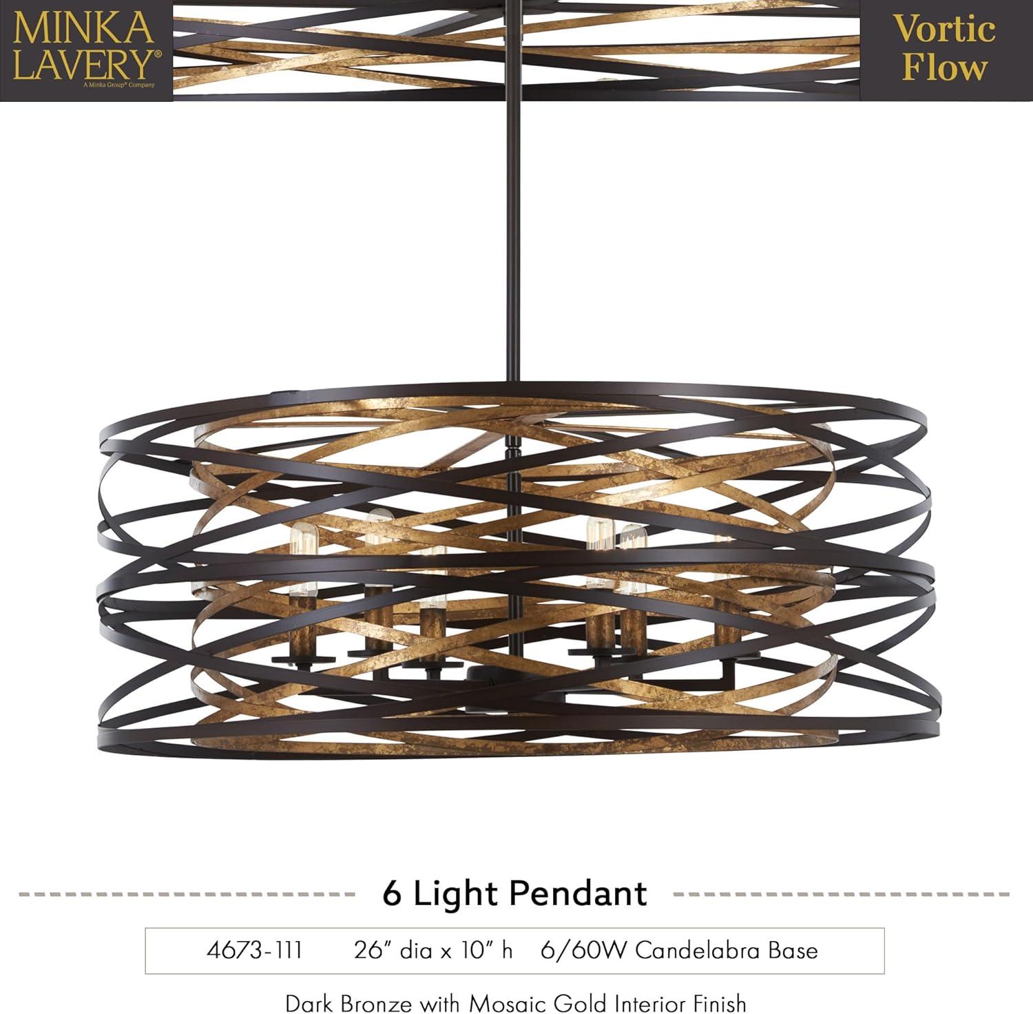 Minka Lavery Dark Bronze Mosaic Gold Chandelier 26" Wide Modern 6-Light Fixture for Dining Room House Foyer Kitchen Entryway Home