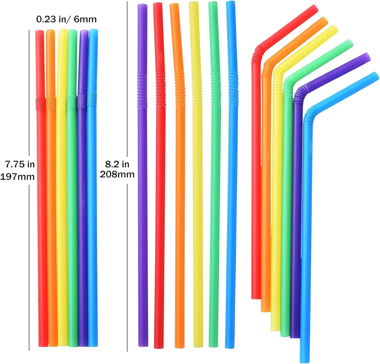 500-Pack Multicolor Flexible Plastic Drinking Straws