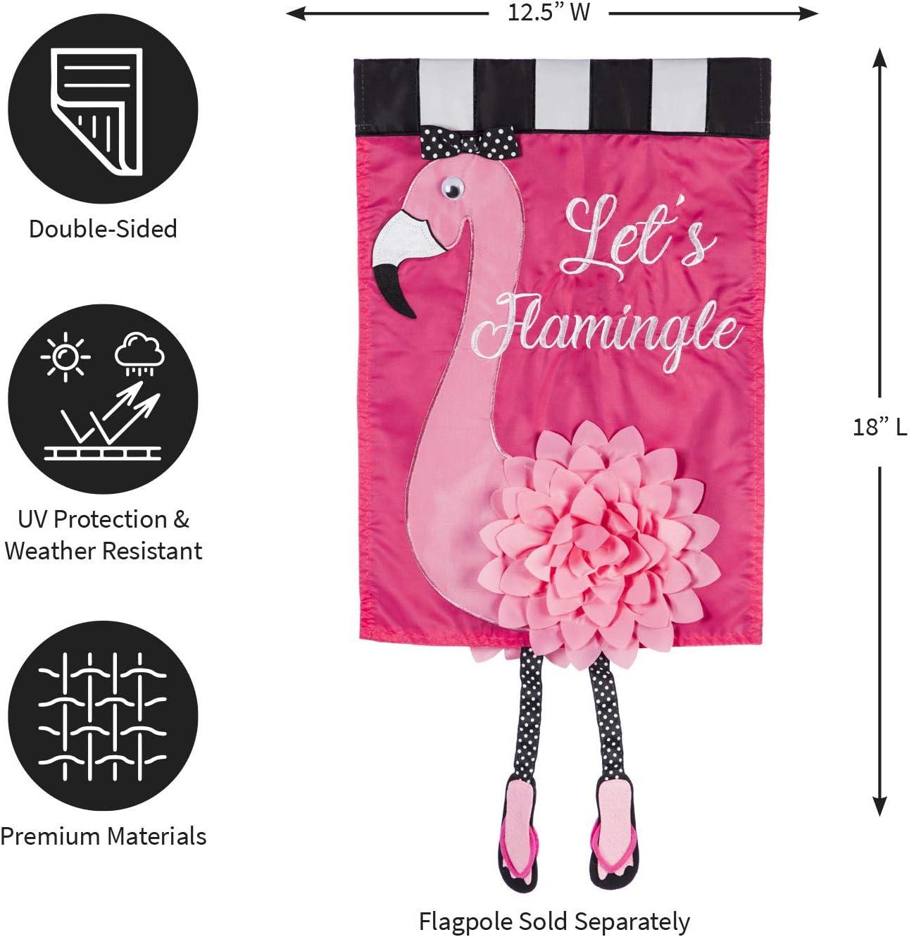 Evergreen Flag Let's Flamingle Garden Applique Flag