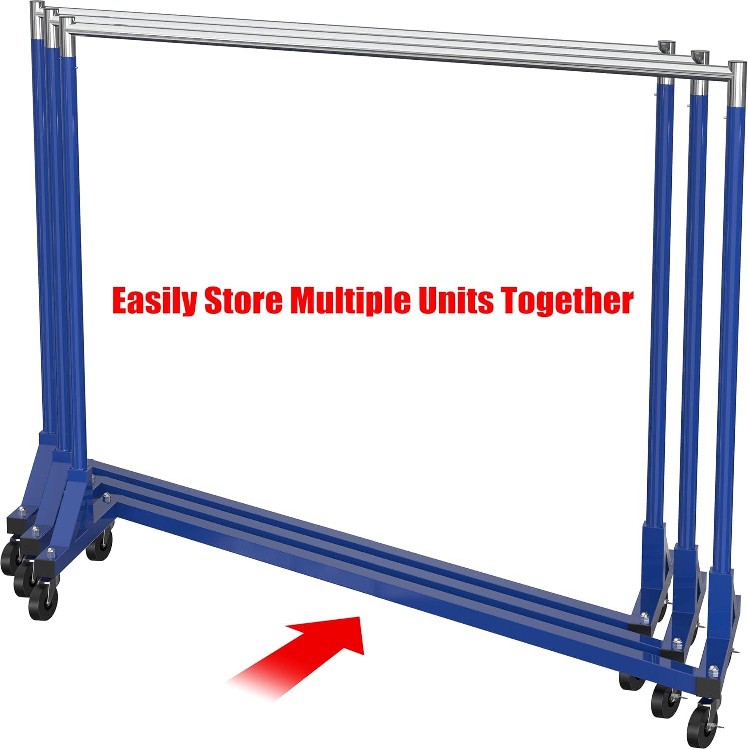 Simple Houseware Commercial Grade Z-Base Heavy Duty Clothing Rack, 400 lb Load, Blue