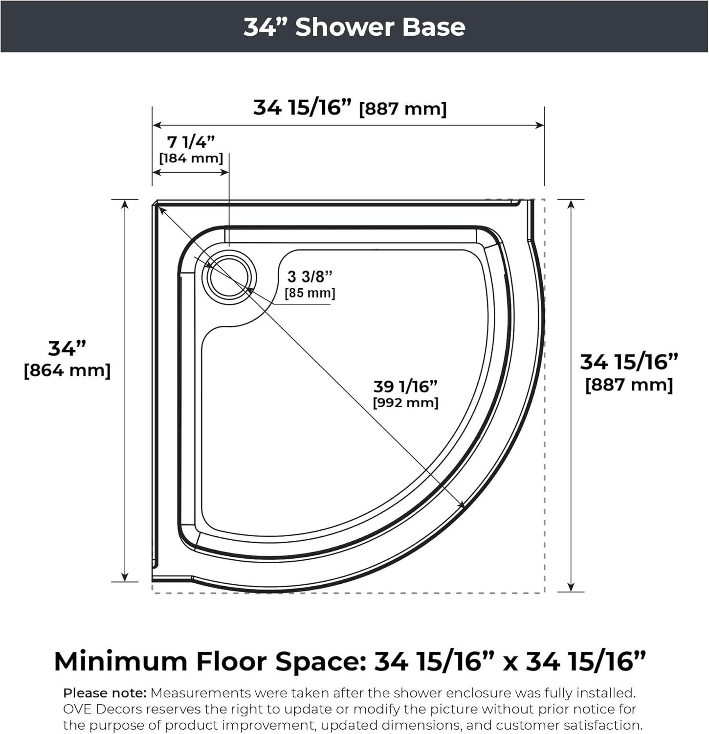 Ove Decors OVE Decors Breeze 35 in. Round Shower Kit w/ Frosted, Base, Wall 15SKA-BREF34-BLKAC