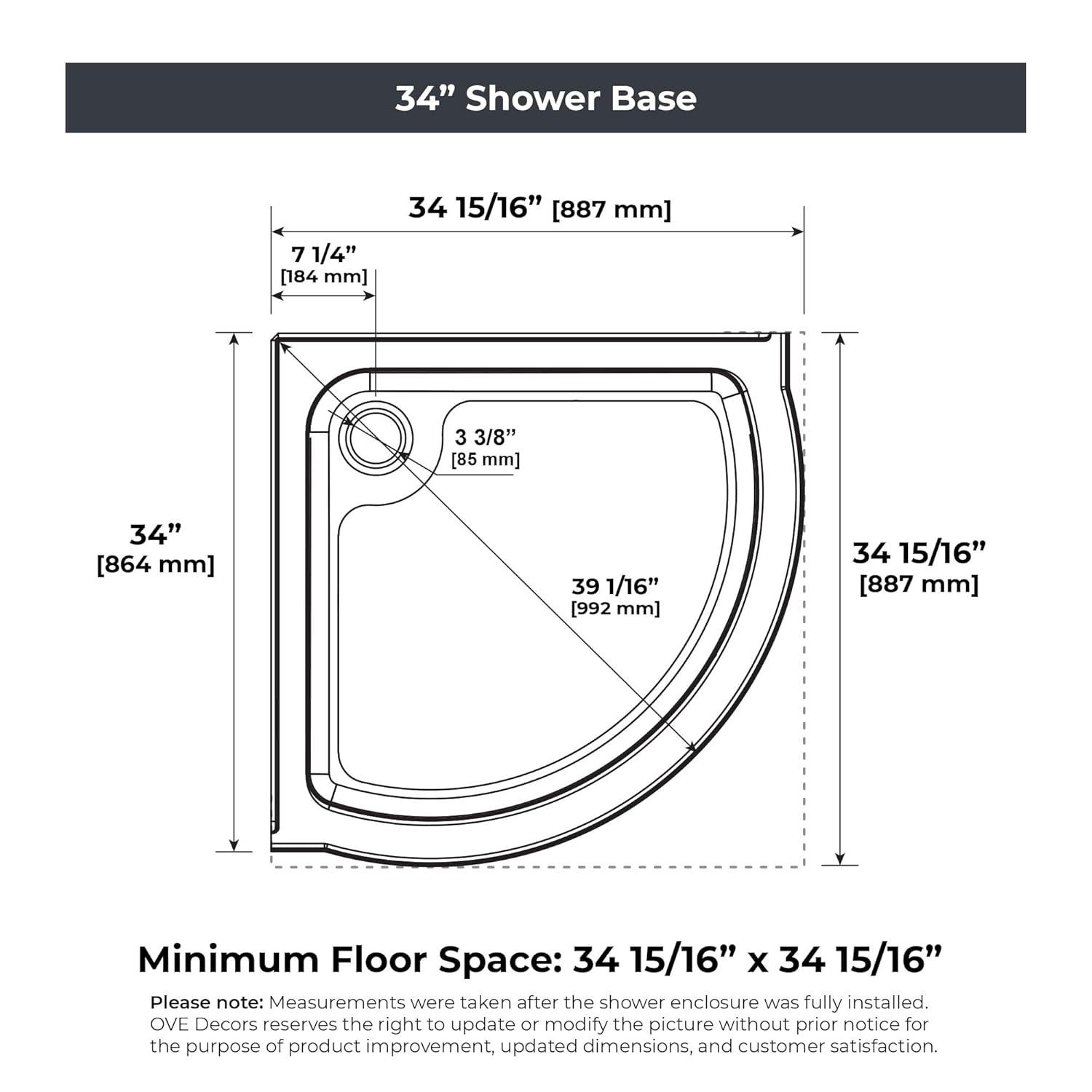 OVE Decors Breeze 35 in. Round Shower Kit w/ Clear, Base