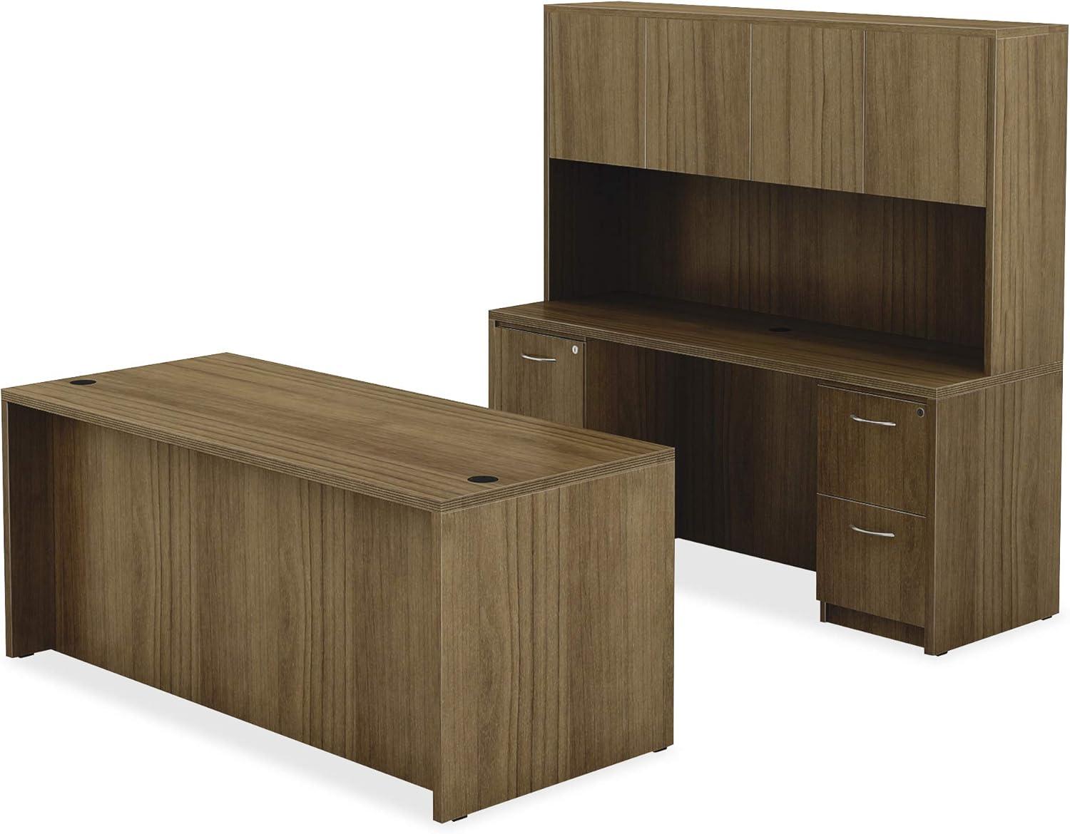 Contemporary Walnut Laminate 62'' Office Credenza with Filing Cabinet