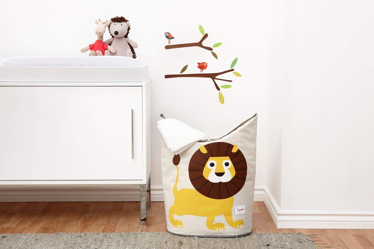 3 Sprouts Baby Laundry Hamper Storage Basket Organizer Bin for Nursery Clothes, Lion