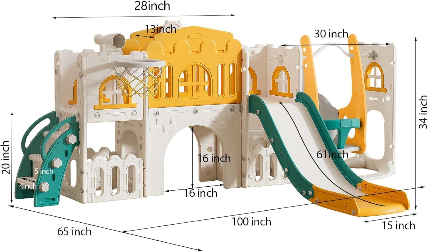 10 in 1 Toddler Slide, Age 1-3 with Swing, Basketball Hoop and Telescope, Kid Slide for Toddlers, Indoor Outdoor Playset Toddler Playground