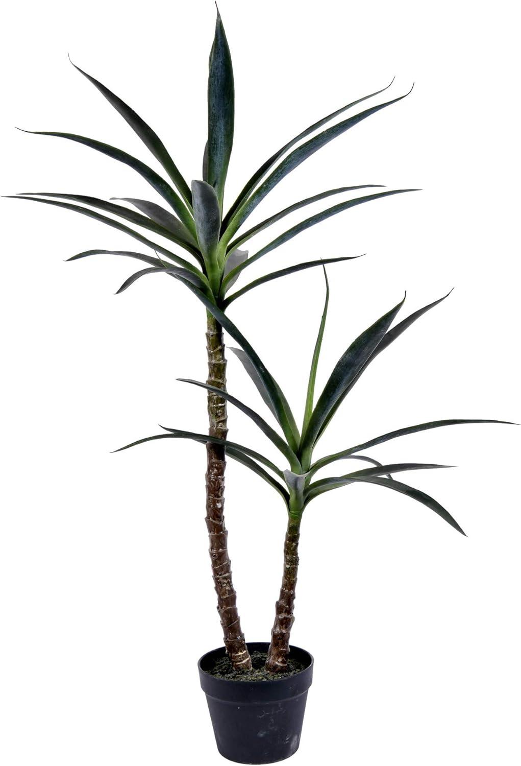 Artificial Green Yucca Tree in Black Planters Pot.