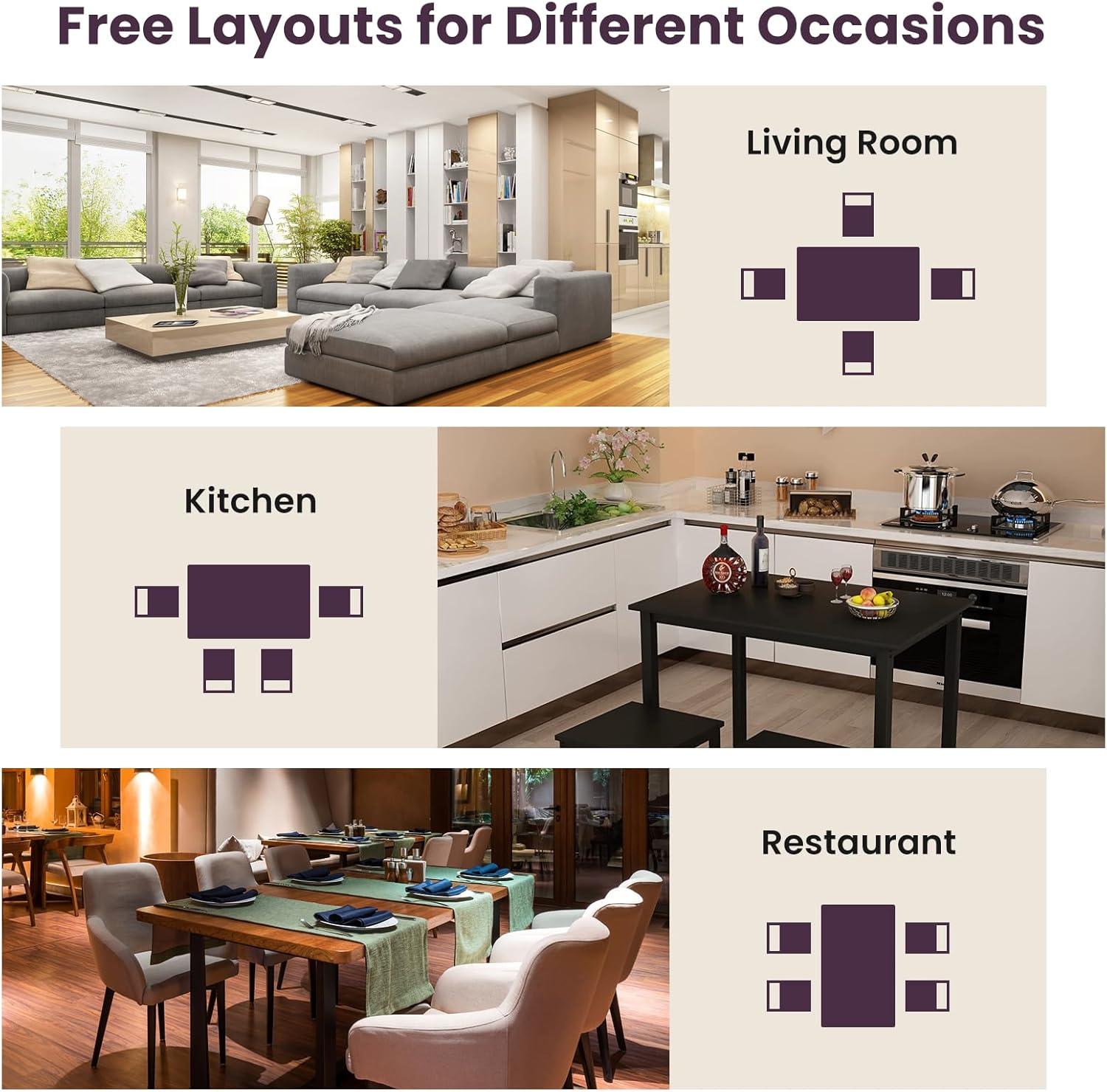 Verabella 5 Piece Dining Table Set Kitchen Table and Chairs for Modern Wooden Rectangular Dining Room Table with 4 Chairs for Kitchen, Restaurant, Small Space, Dark Brown