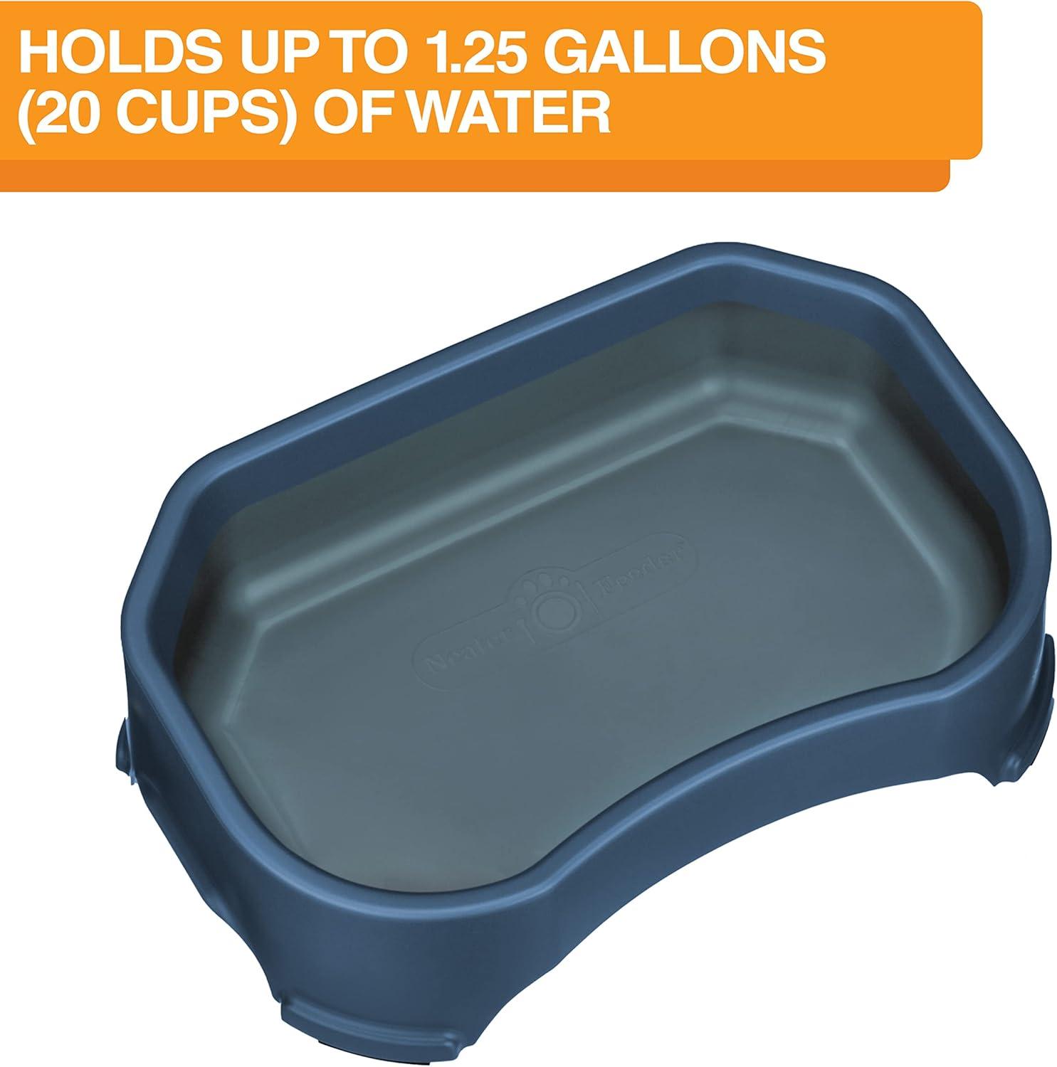 Neater Pets Big Bowl for Dogs - Great for Multi-Pet Households - Extra Large Plastic Trough Style Food or Water Bowl for Use Indoors or Outdoors, Dark Blue, 1.25 Gallon (160 Oz.)