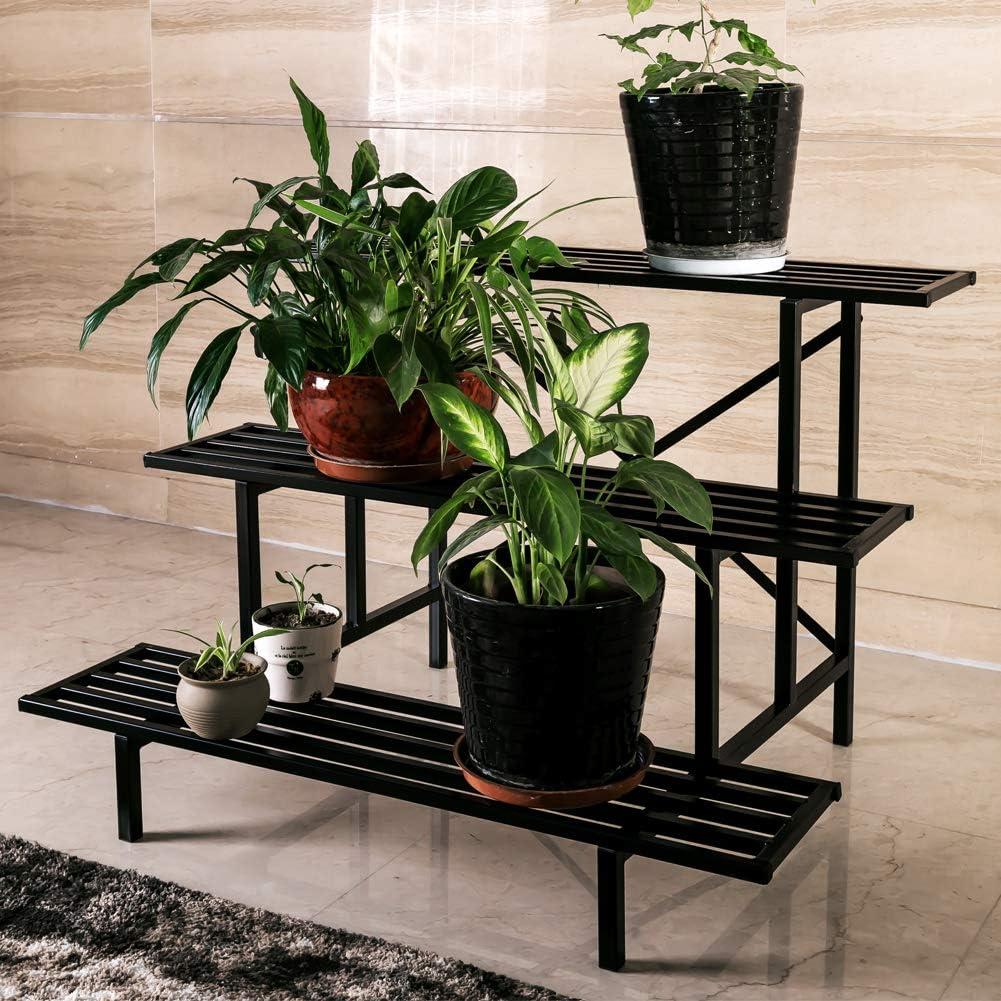 Zhongma Heavy Duty 3 Tier Plant Stand for Home, Garden, Plant Lovers,Metal Storage Rack Shelf/Freestanding Display Stand