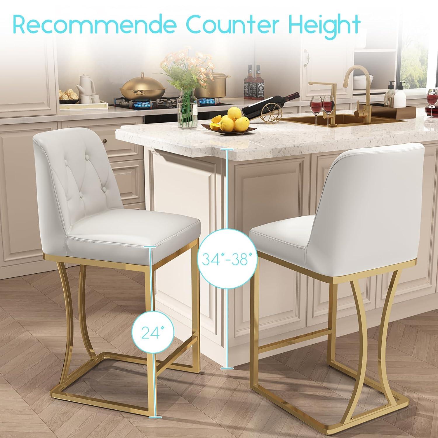 Mercer41 24" Counter Height Bar Stools with Back Kitchen Island Stools