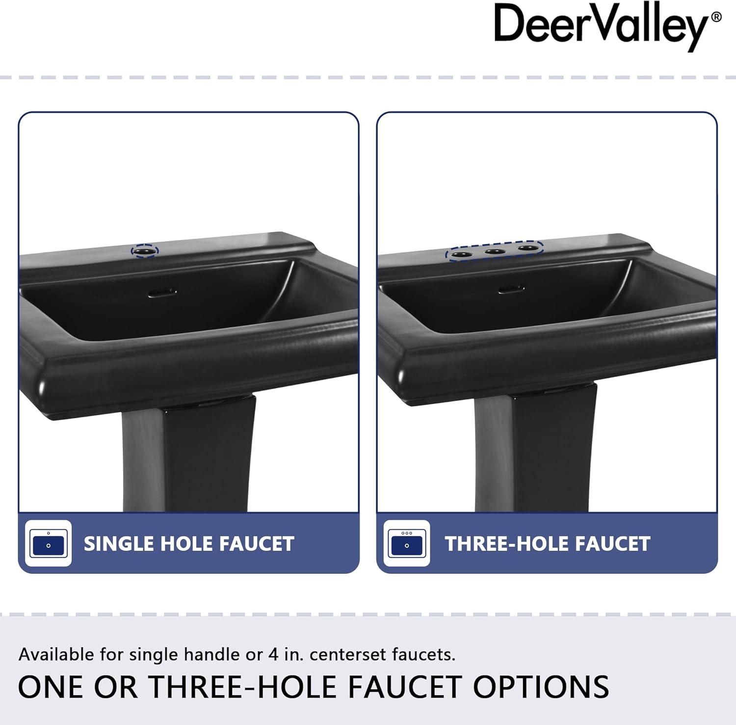 Apex 34" Tall Rectangular Vitreous China Pedestal Bathroom Sink with Overflow