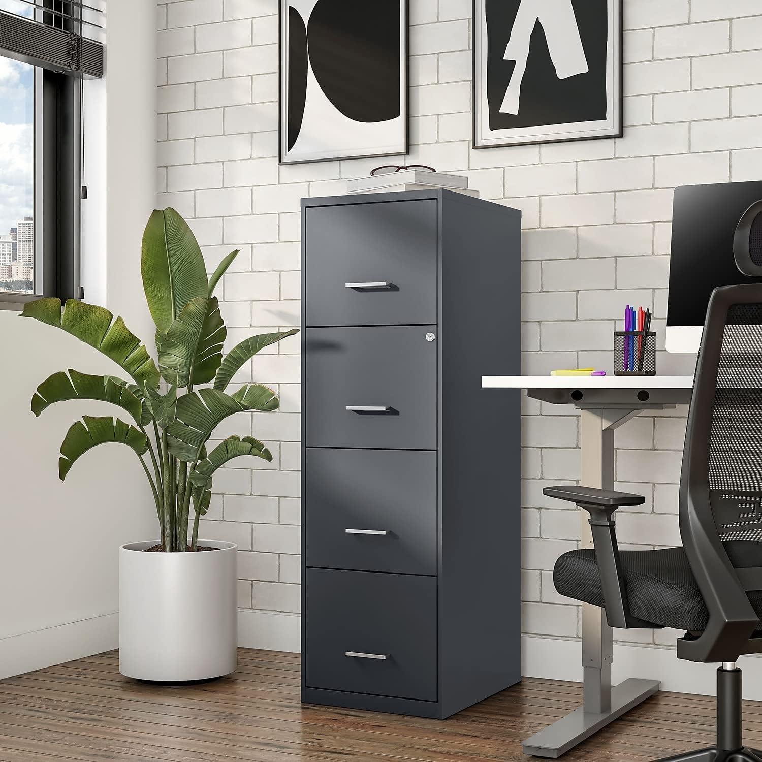 Charcoal Steel 4-Drawer Lockable Vertical File Cabinet