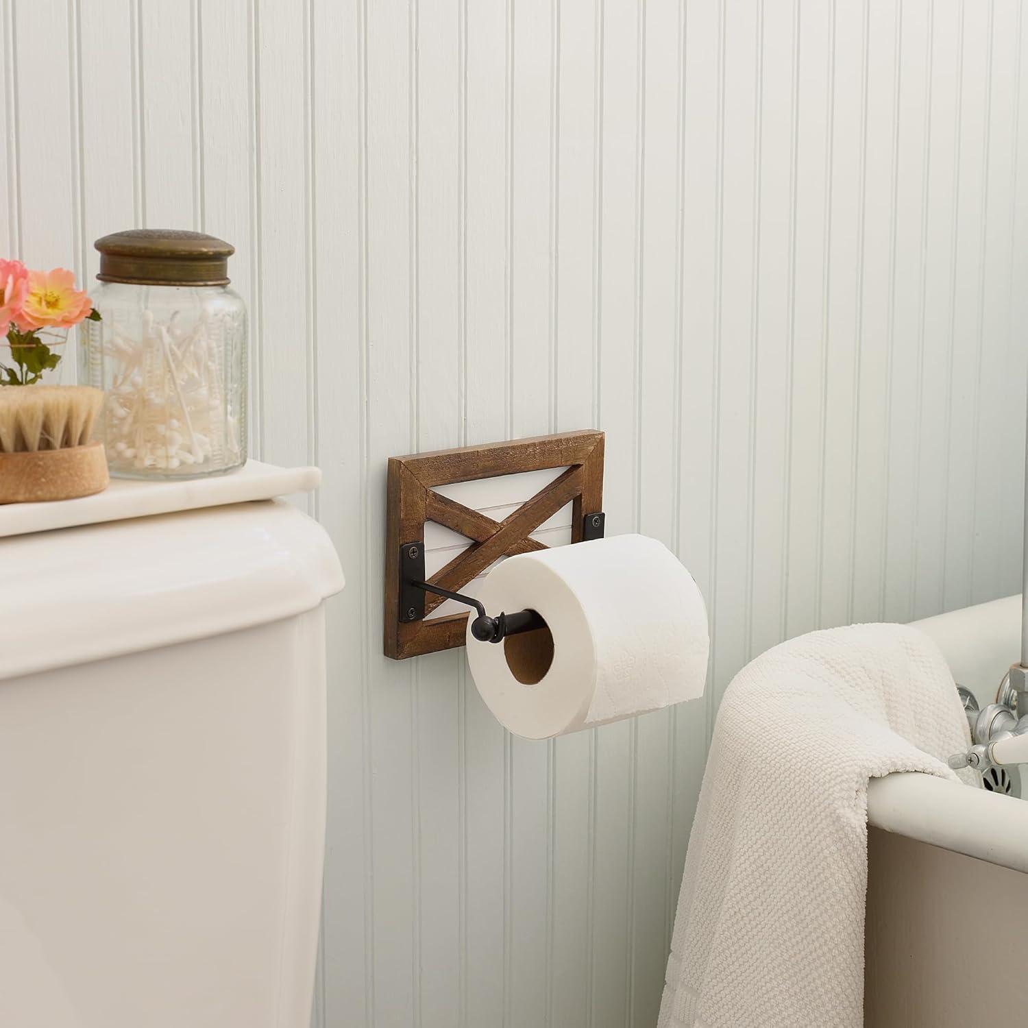 Wall Mount Farmhouse Toilet Paper Holder - Shiplap Accent