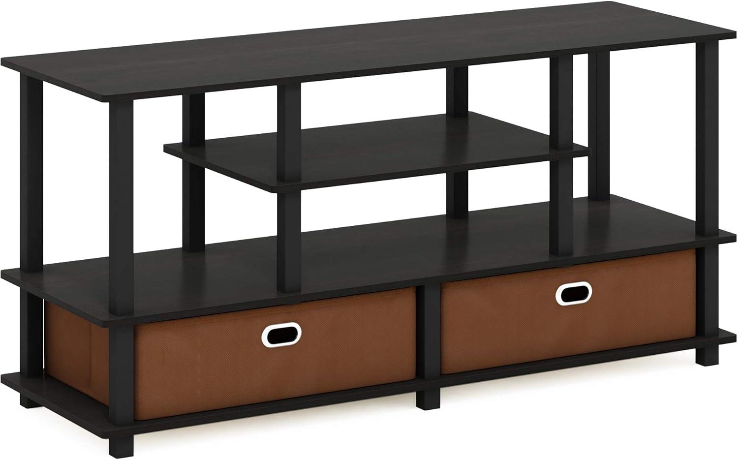 Furinno 4-Tier Large TV Stand for TVs up to 55" TV Console Table w/Open Bookcase Shelves & 2 Storage Drawers