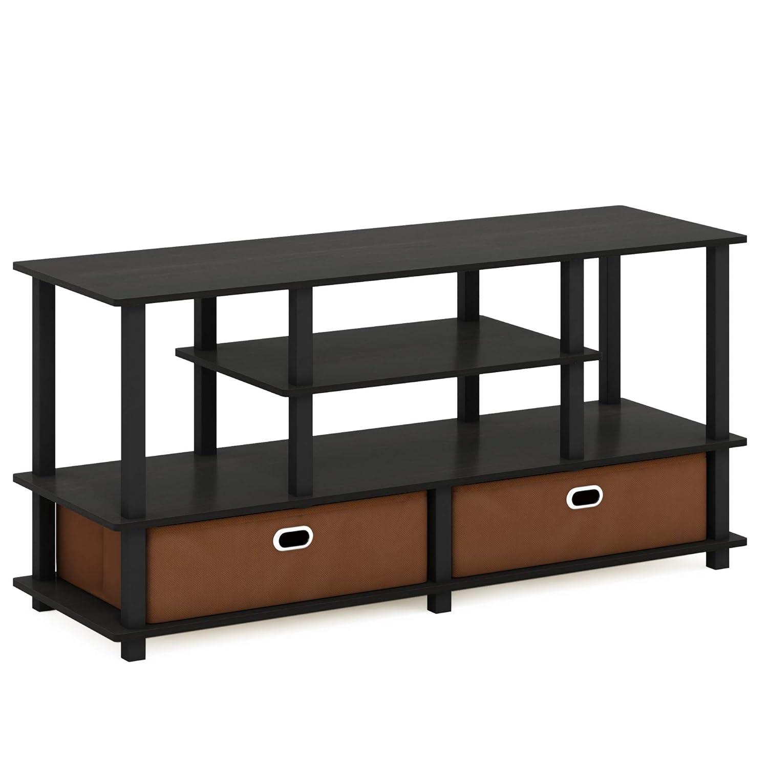 Furinno 4-Tier Large TV Stand for TVs up to 55" TV Console Table w/Open Bookcase Shelves & 2 Storage Drawers