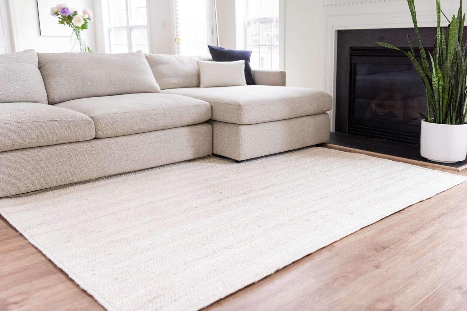 Unique Loom Braided Jute Collection Area Rug - Dhaka (2' x 3' 1" Rectangle White)