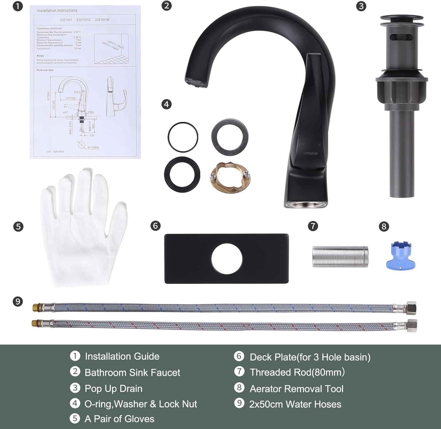 Single-Hole Single-handle Bathroom Faucet with Drain Assembly