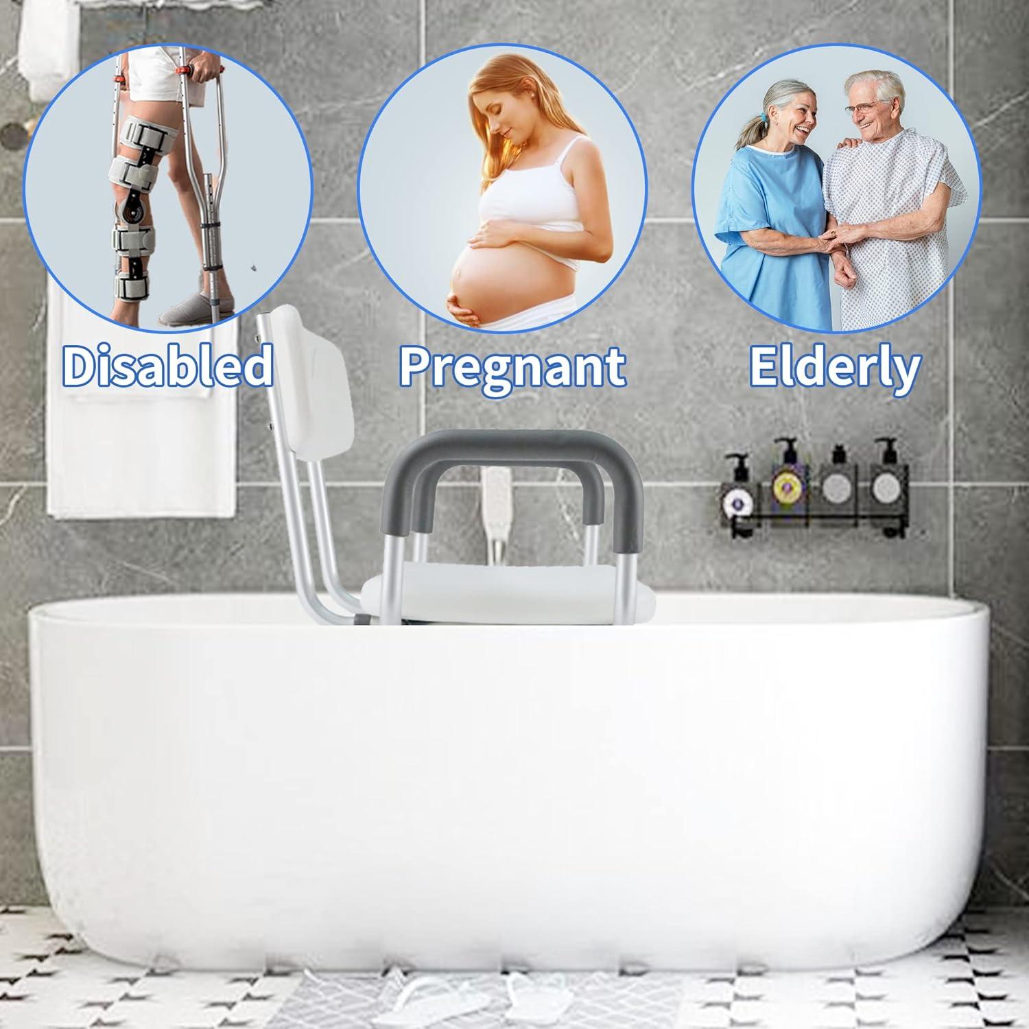 Swivel Shower Chair - Rotating, Pivoting, Height Adjustable Bath Chair for Seniors with Shower Head Holder