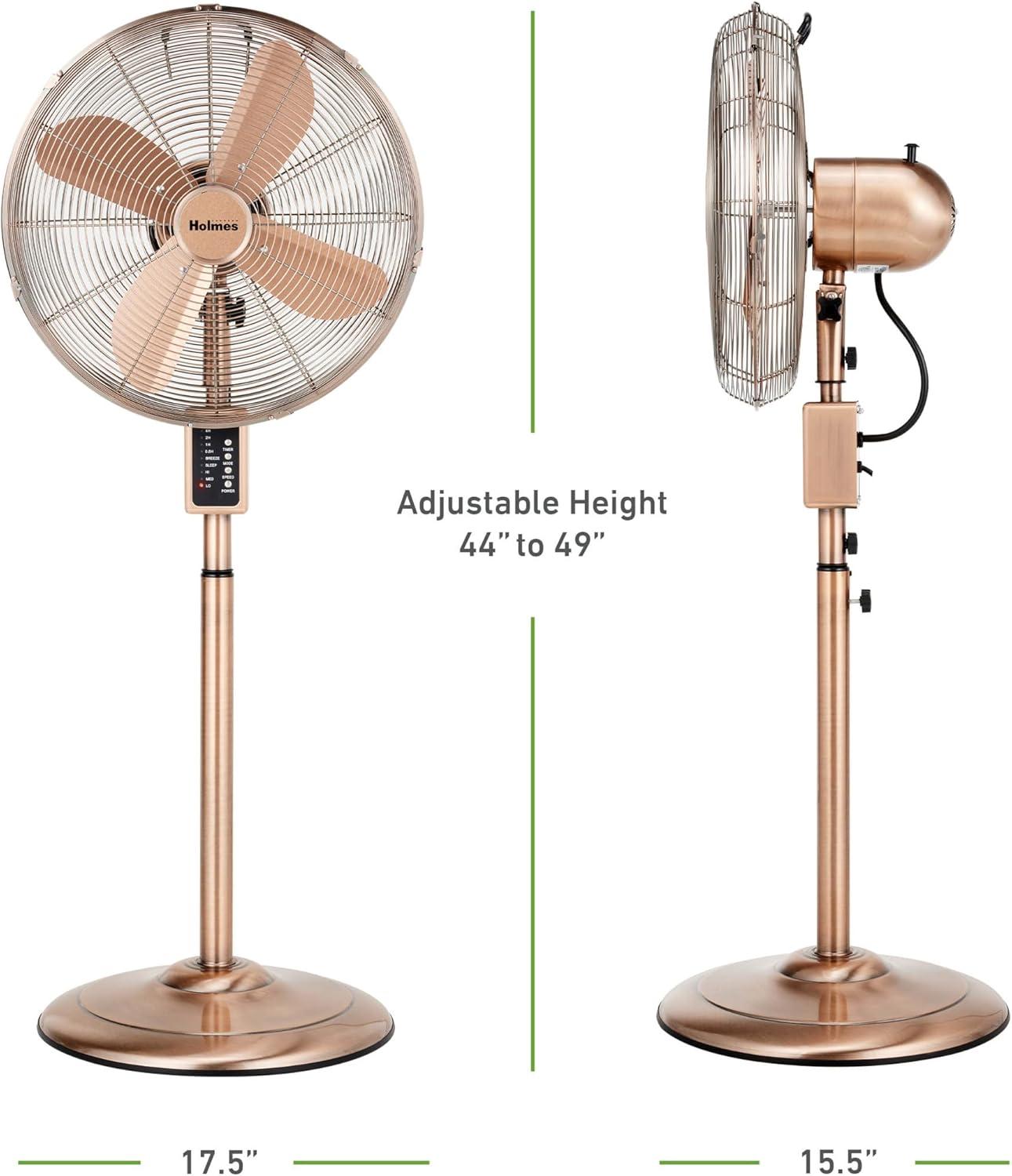 Holmes 16" Digital Oscillating 3-Speed Metal Stand Fan with Remote Control Copper