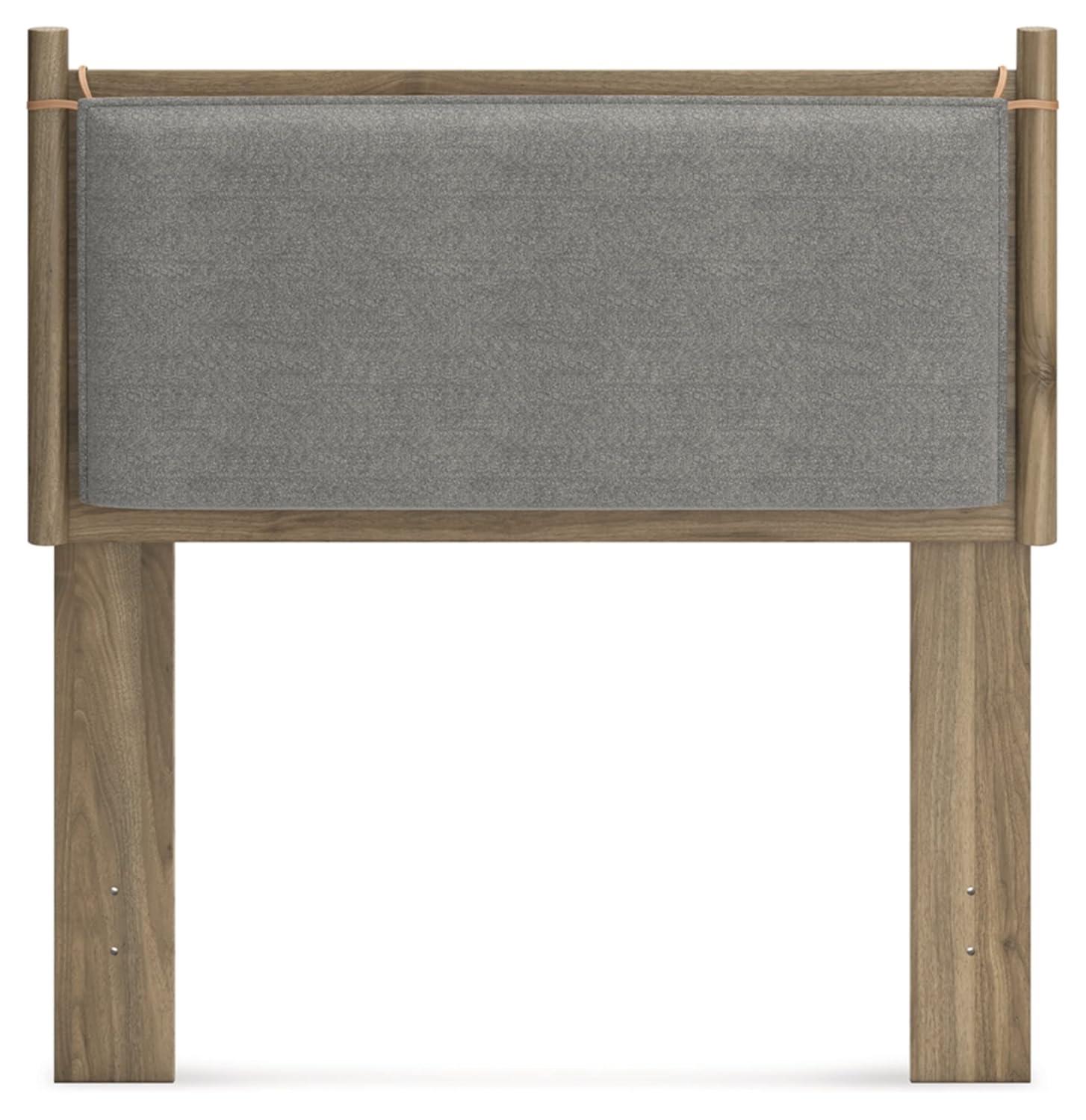 Brown Full Upholstered Platform Bed with Wood and Leather