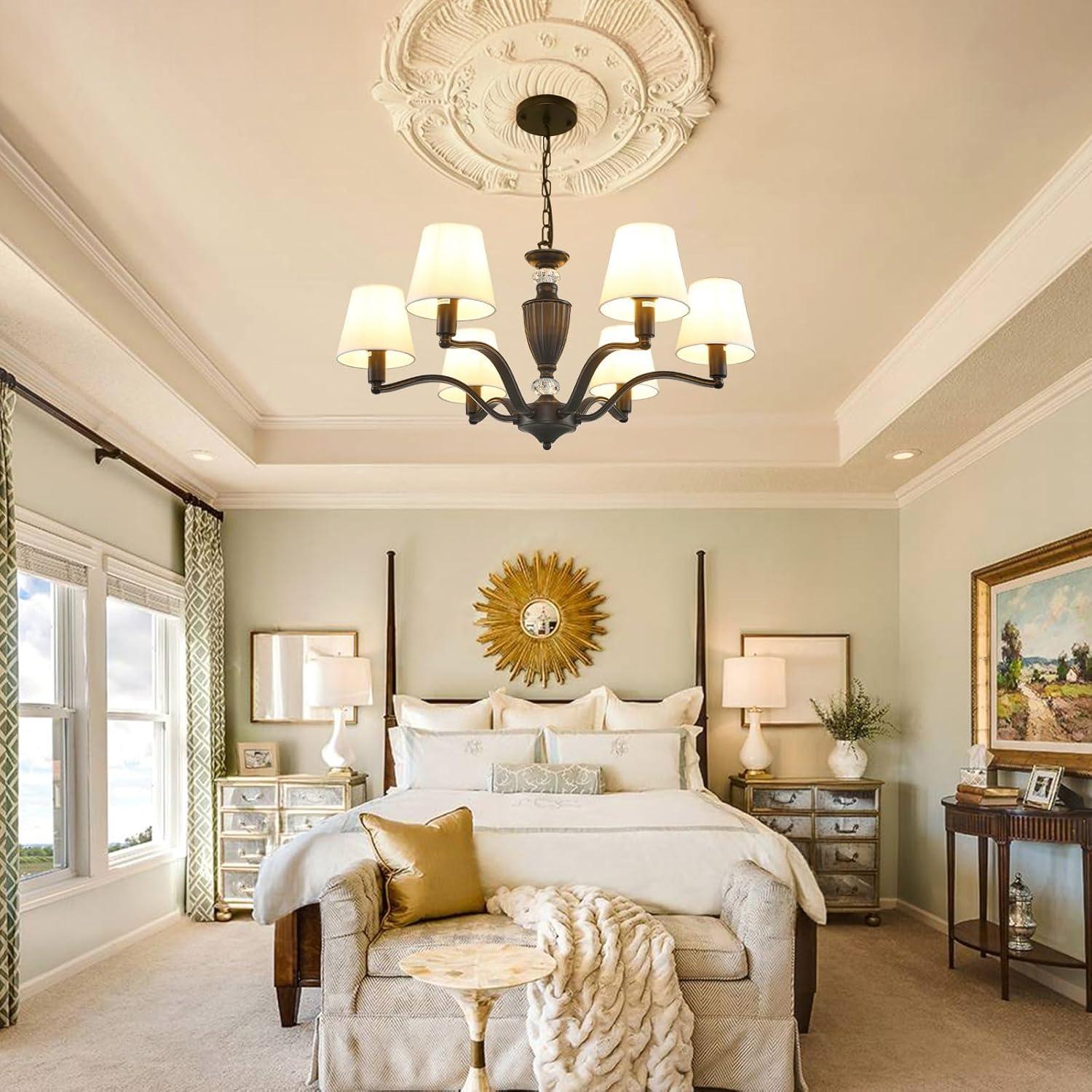 Black Chandelier, 3-Light Crystal Chandeliers for Dining Room, Farmhouse Dining Room Light Fixture, Dining Room Light Fixtures Over Table, Modern Hanging Pendant Lights for Bedroom, Kitchen Island