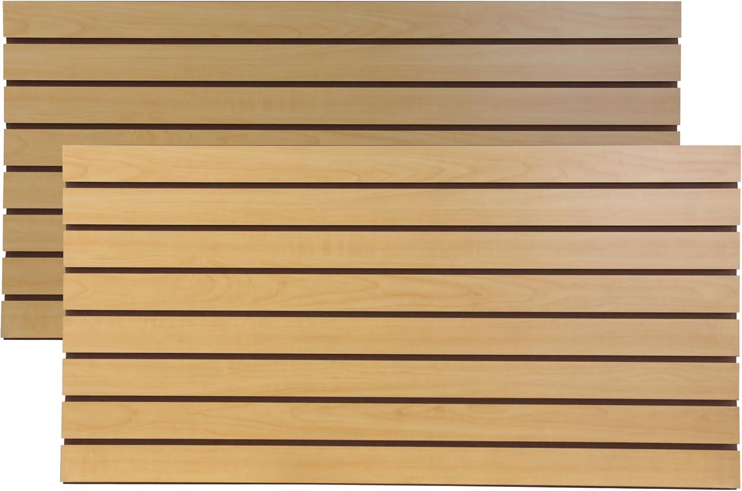 Maple Horizontal Slatwall Panels for Storage Organization, 4 ft x 2 ft, Pack of 2