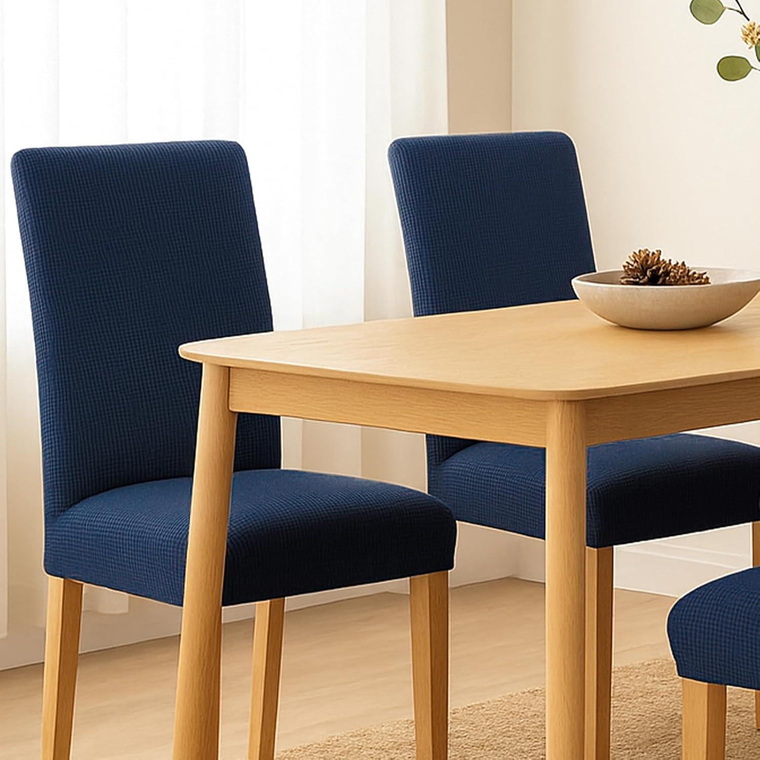 Chair Covers for Dining Room 4 Pack Navy Blue Chair Covers Super Fit Washable Kitchen Chair Protector Cover for Dining Room, Hotel, Ceremony