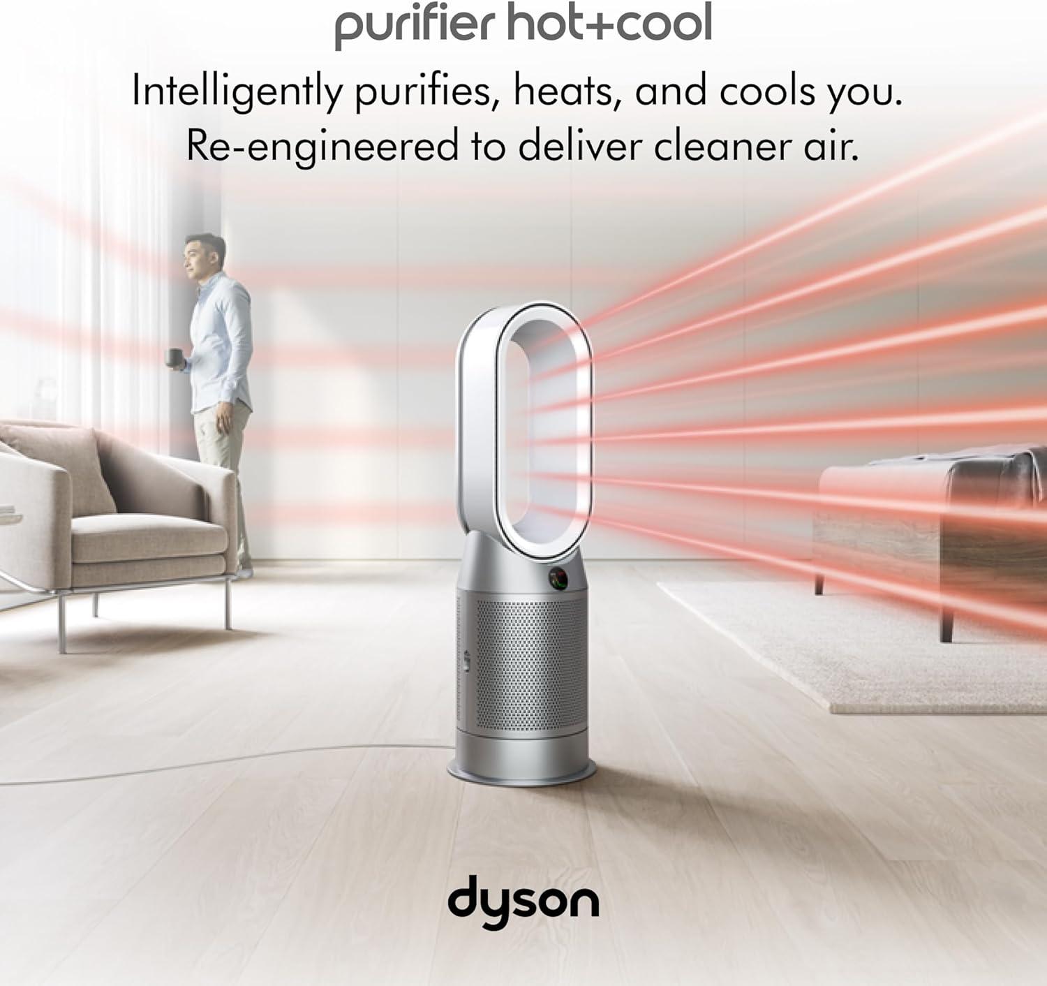 Dyson Hot and Cool Purifier HP07: HEPA Filter, Electric Fan & Heater Combo, White/Silver, CARB Certified