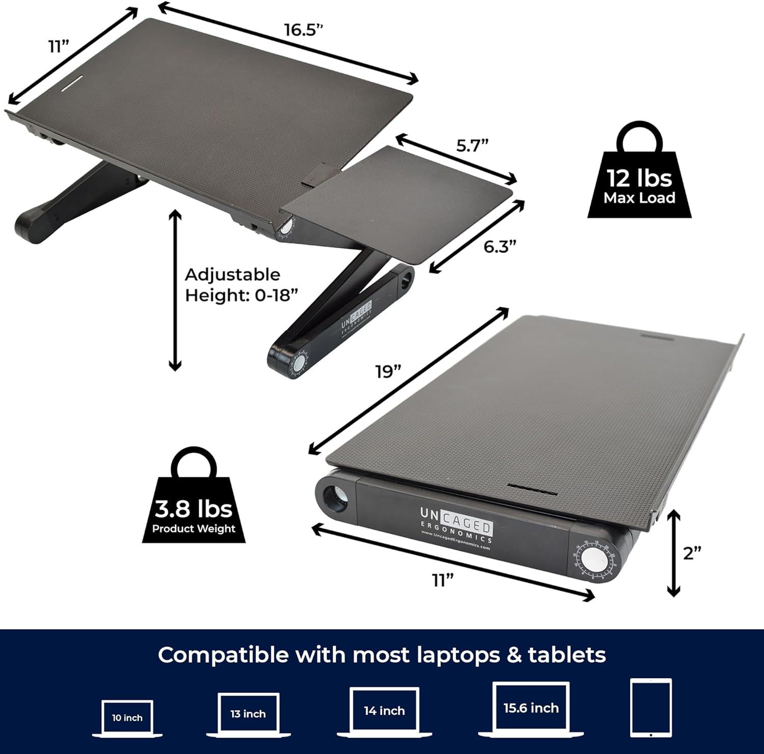 d Ergonomics WorkEZ Best 16.5" x 11" Aluminium Laptop Stand Black WEBLS-B